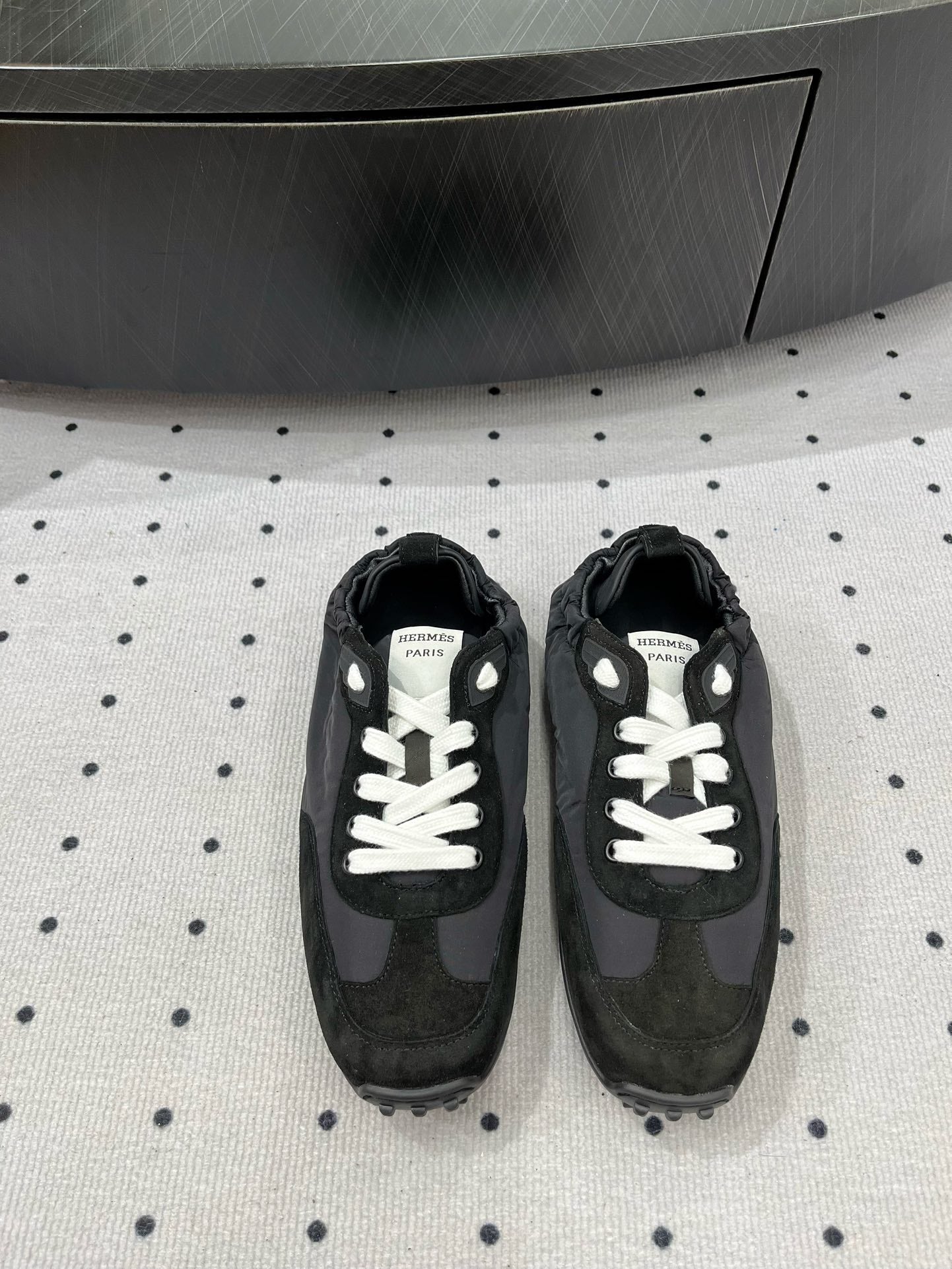 HM Sneaker 10mm In Black Grey Suede And Windbreaker Fabric 954752