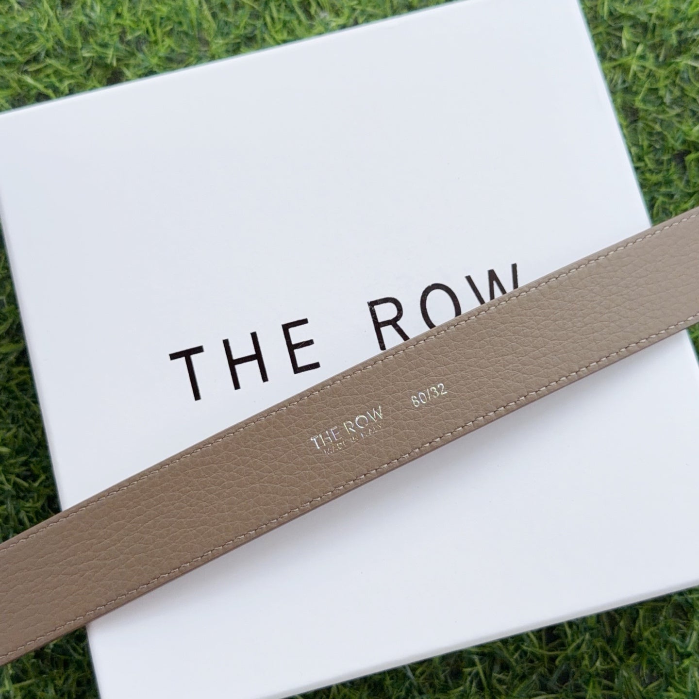 The Row Jin Belt 3cm Taupe Sliver Cowhide 211138