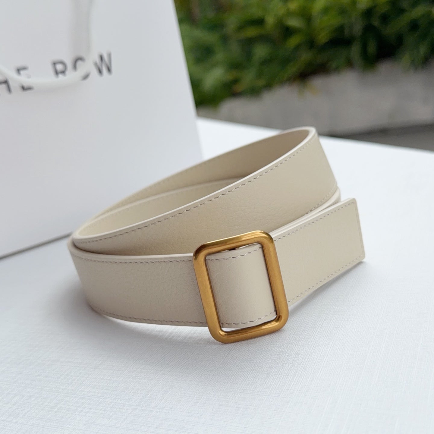 The Row Jin Belt 3cm Cream Gold Cowhide 211143