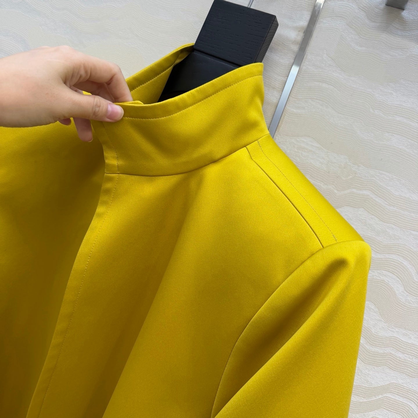 YSL Belted Coat Stonewash Yellow Silk Satin 341262