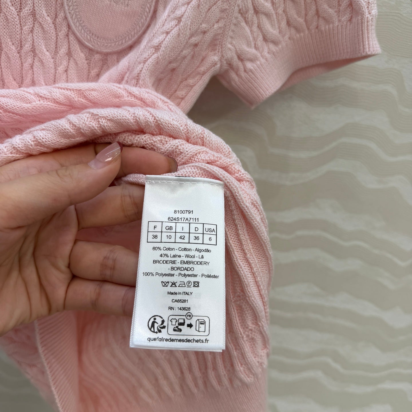 CD Médaillon Sweater Light Pink Wool 373505