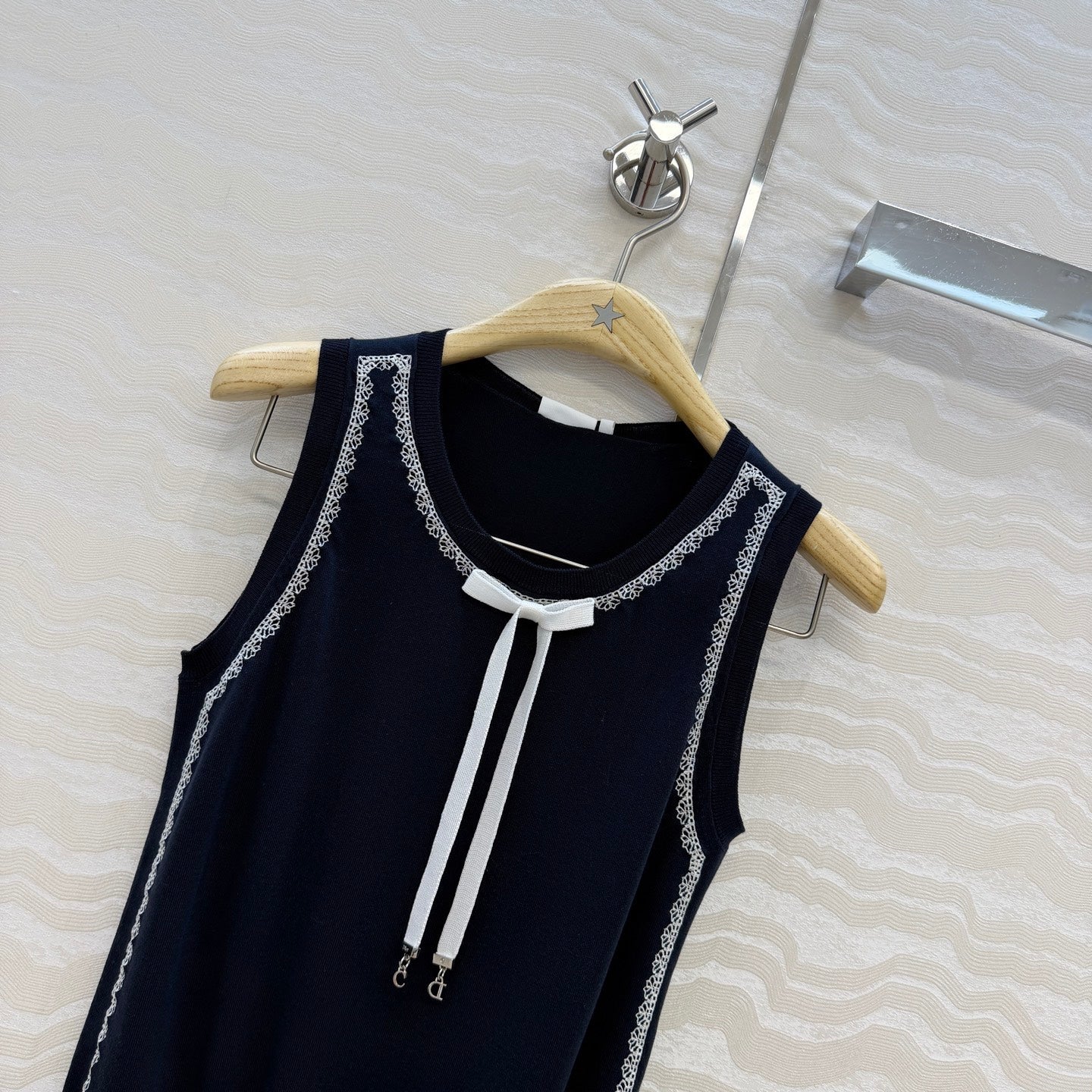 CD Sweater Vest Navy Blue Silk Knit 373482