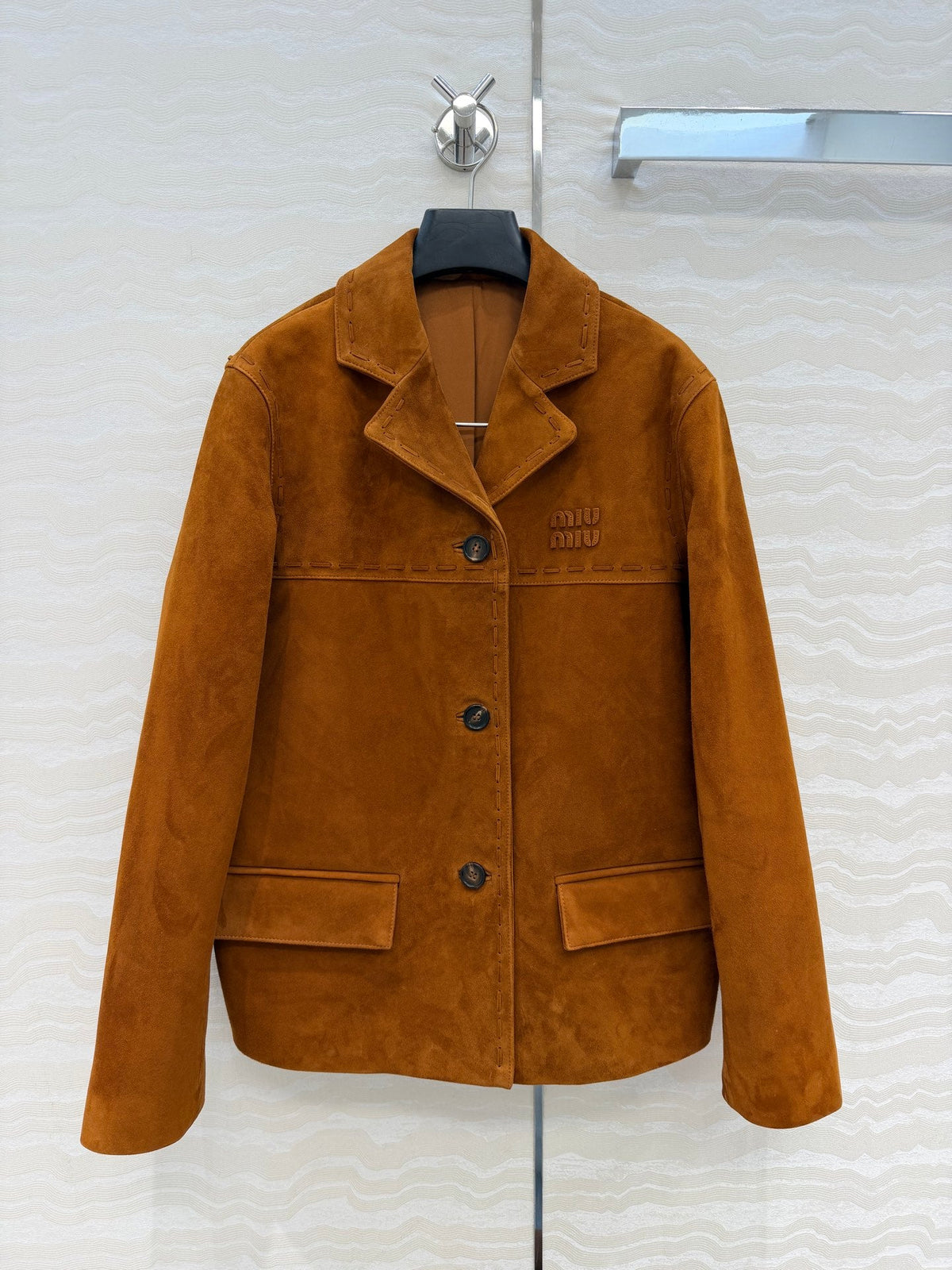 Miumiu 26S Suede Leather Jacket Brown 440900