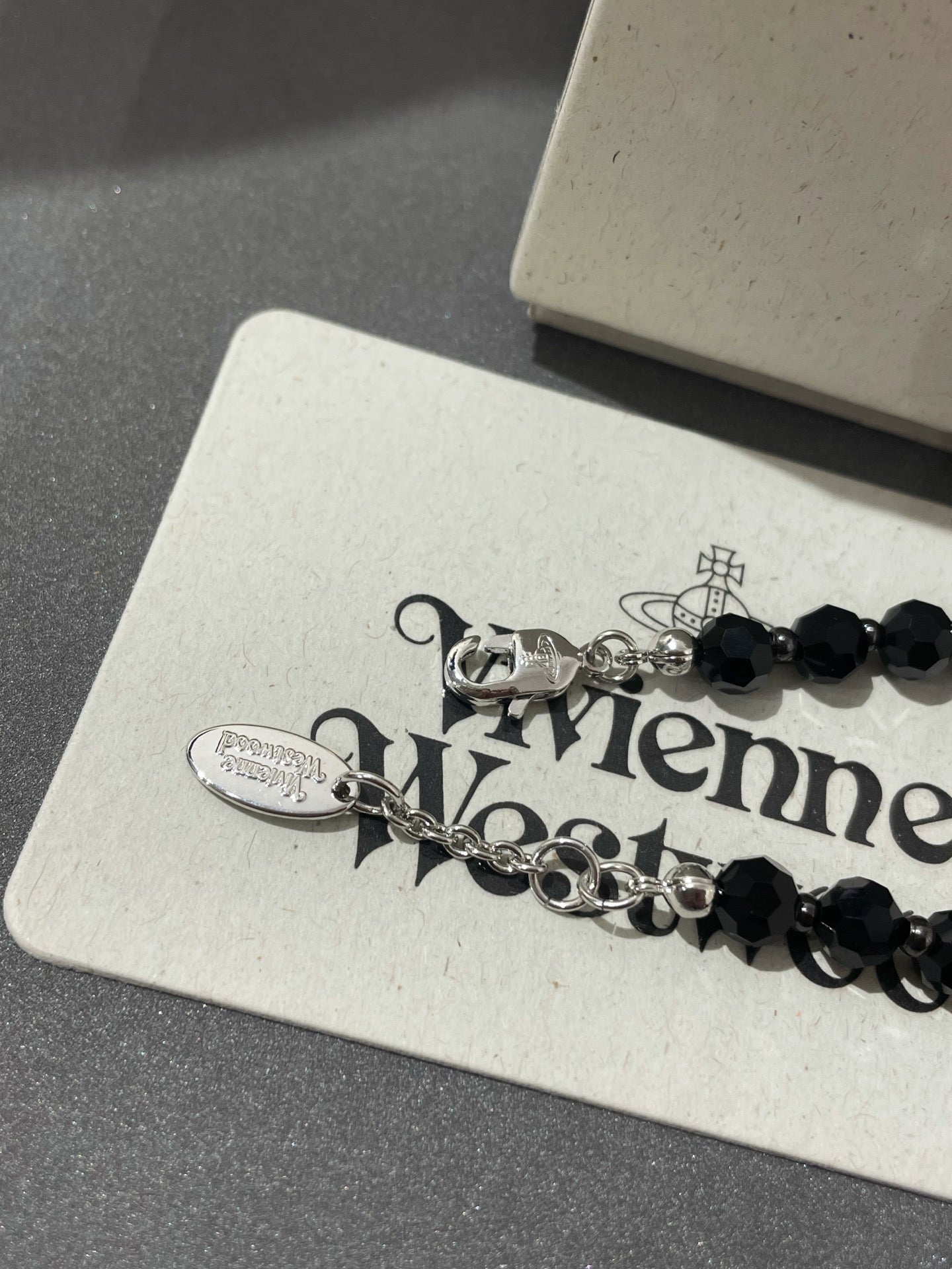 Vivienne Westwood Black Crystal Saturn Necklace