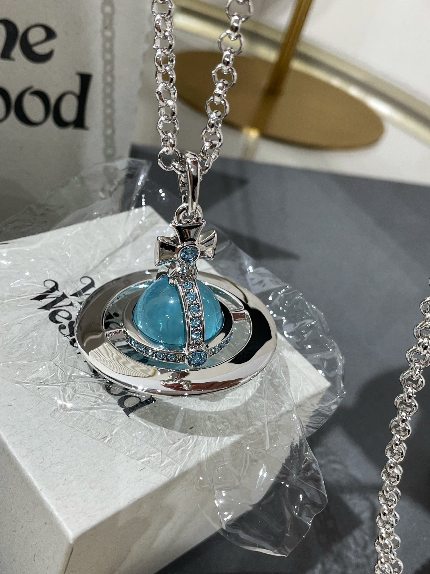 Vivienne Westwood Orb Necklace Silver Blue