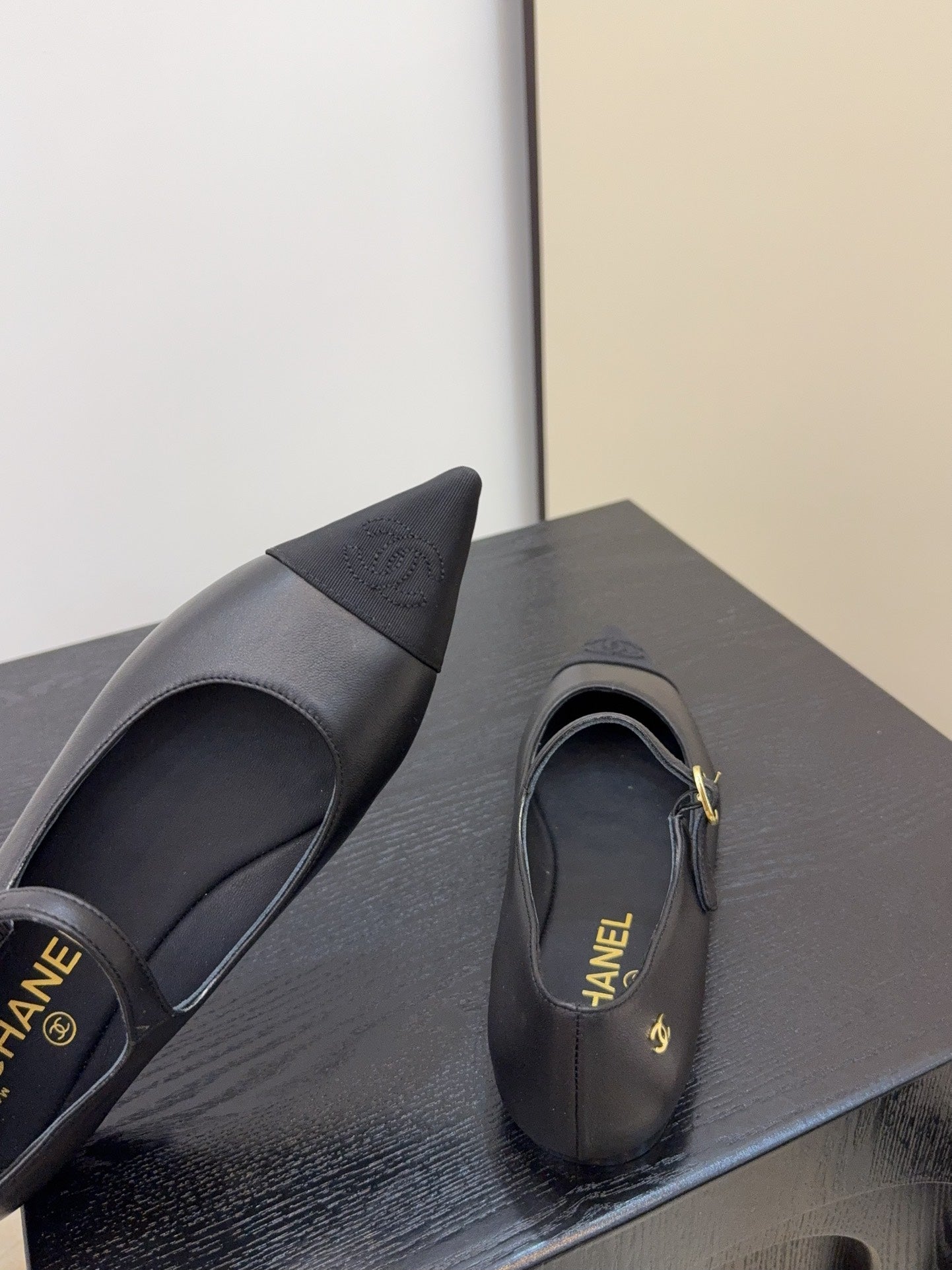 CD FW Mary Janes Black Lambskin & Grosgrain 505042