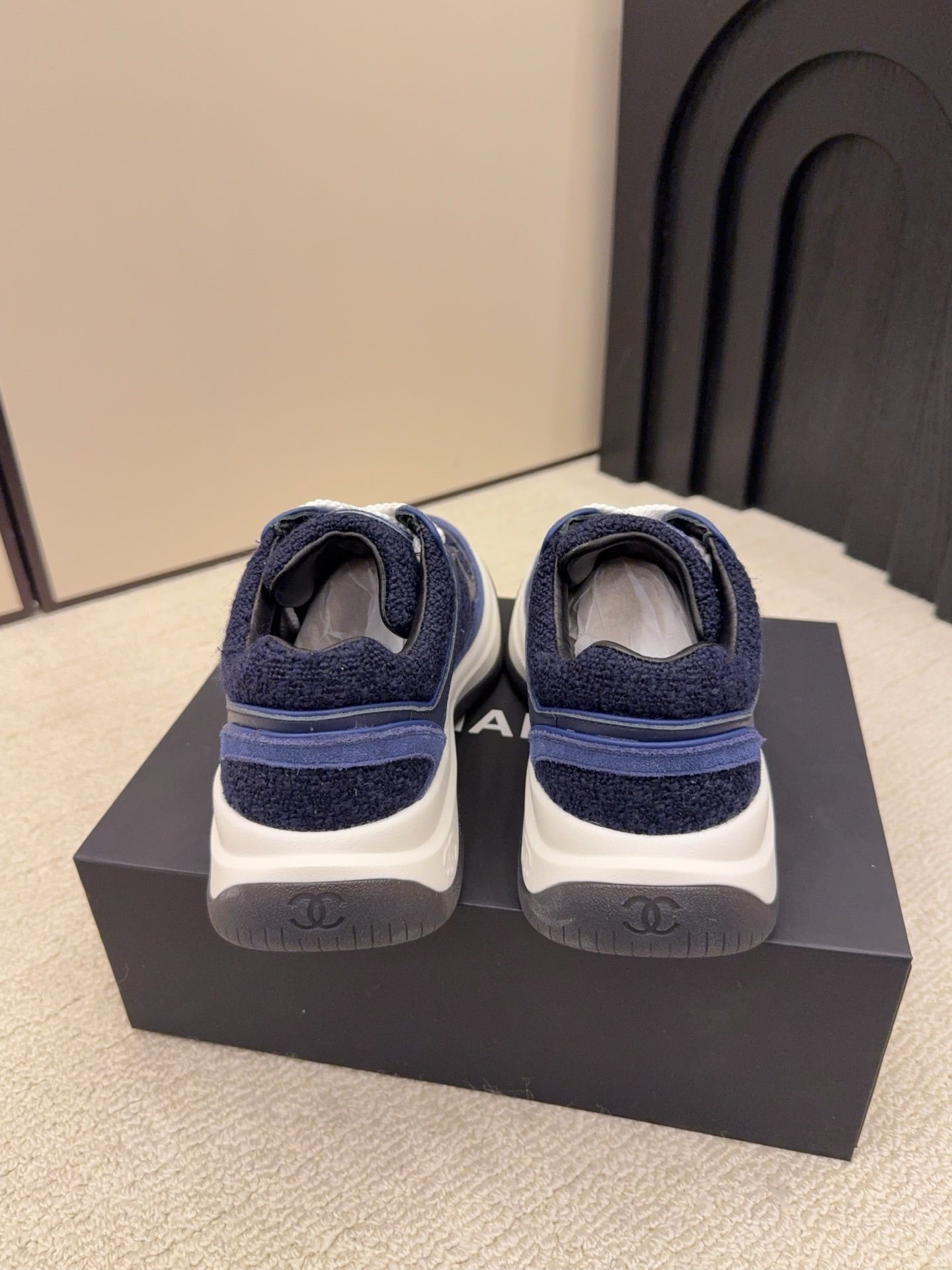 CC 26 Sneaker Navy Blue mix White Tweed Fabric and Suede 589080