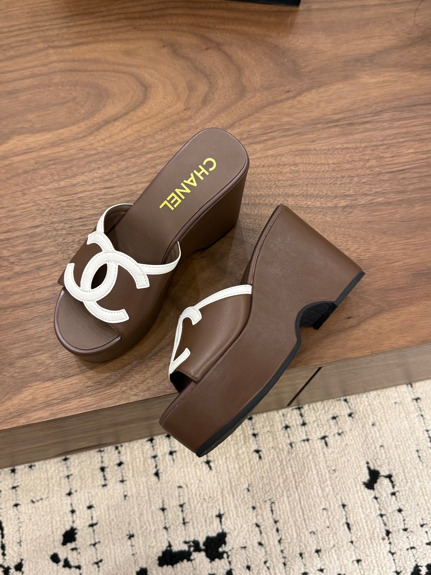 CC 26s Wedge Sandals 95 Mm In Dark Brown Calfskin