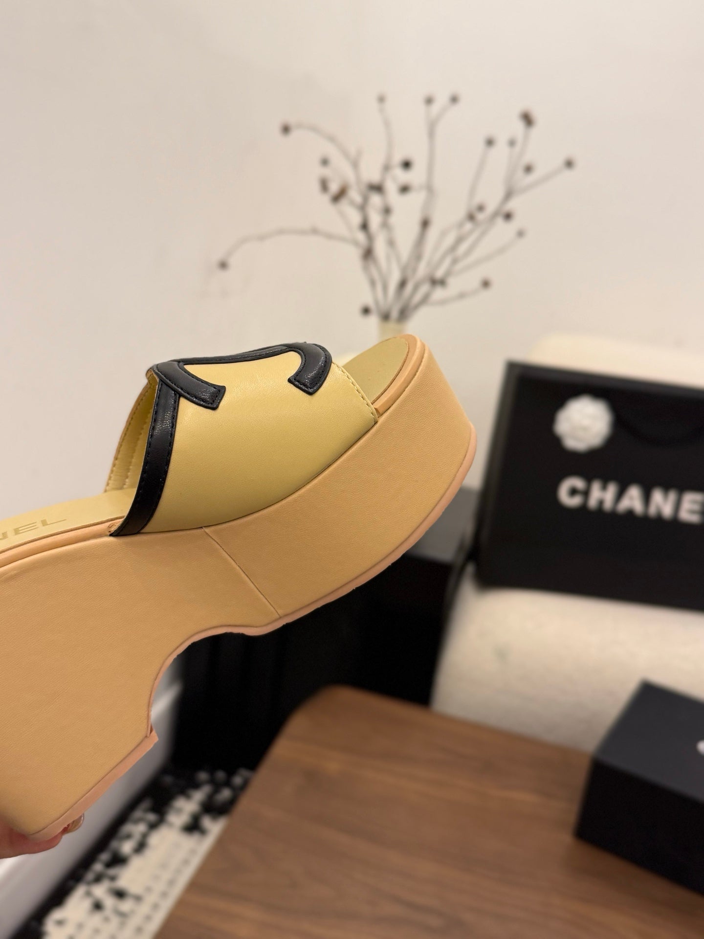 CC 26s Wedge Sandals 95 Mm In Pastel Yellow Calfskin