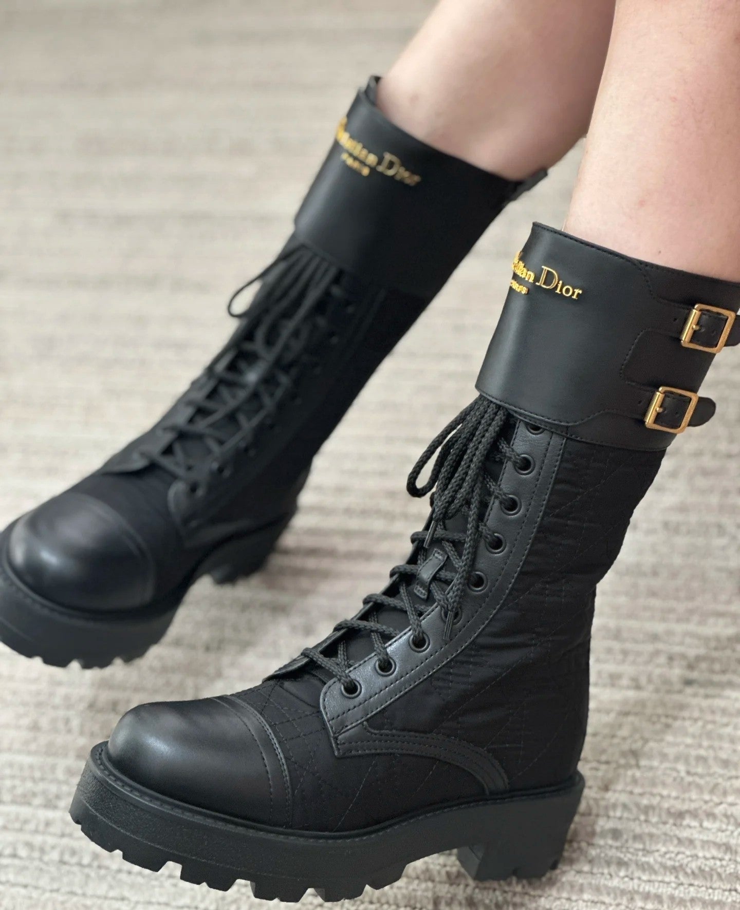CD D-Trap Combat Boots Black Leather 939036