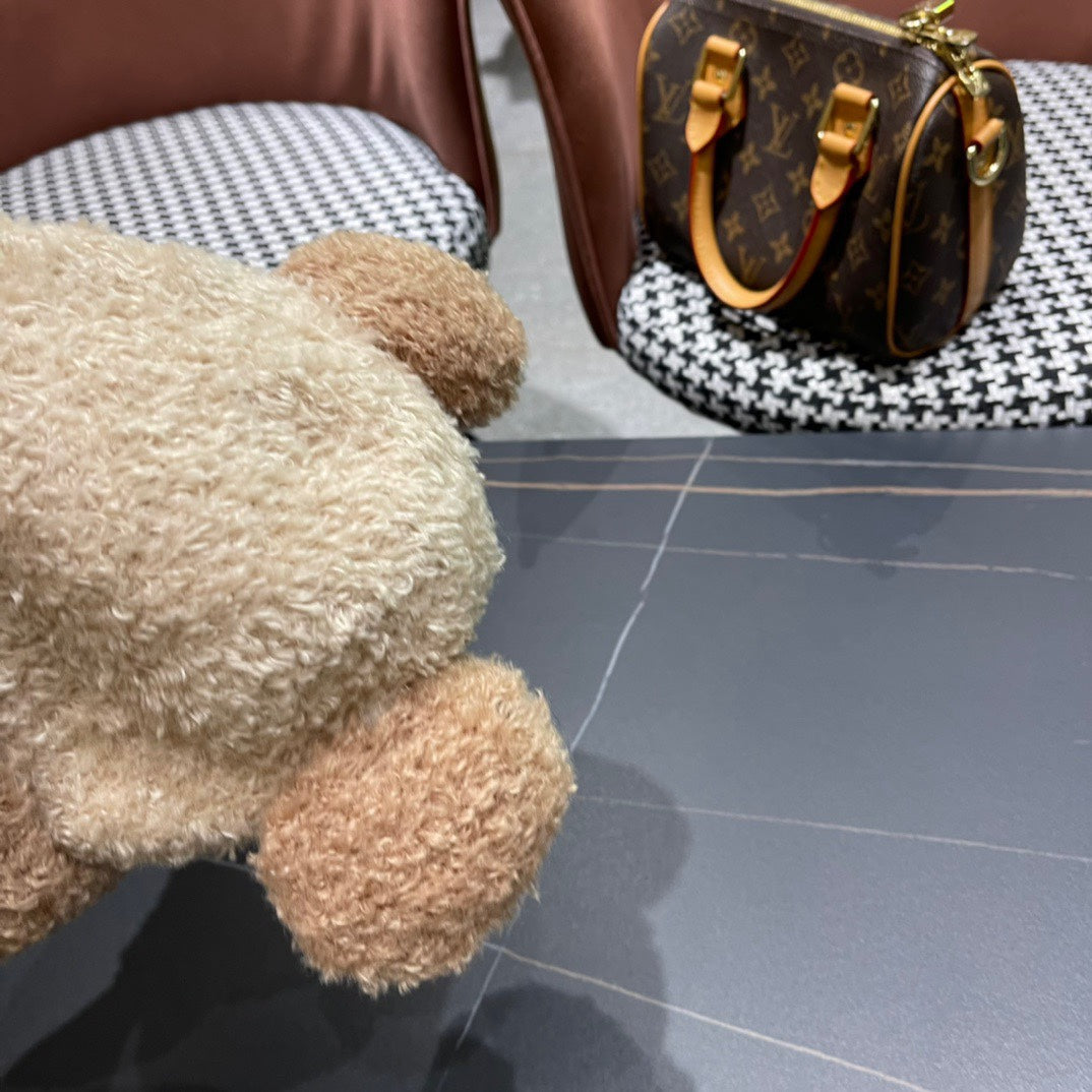 BEANIE HAT IN CAMEL BROWN WOOL AND RABBIT FUR 437685