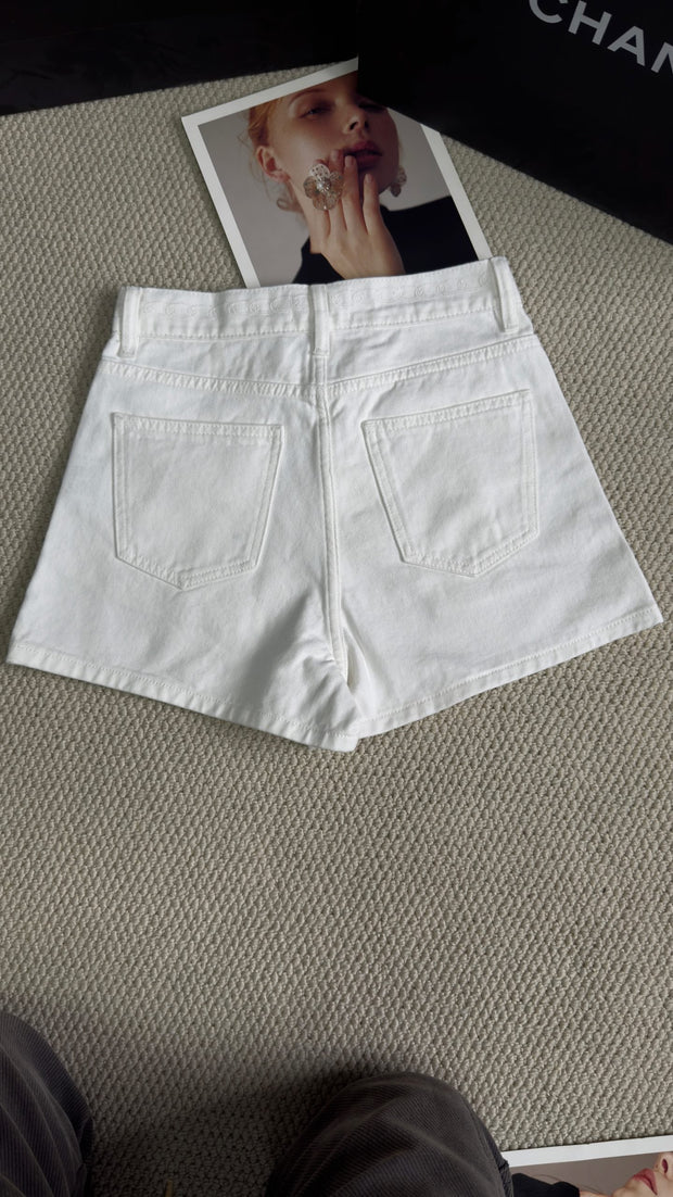 Chanel 2026 Denim Shorts White Cotton 635734