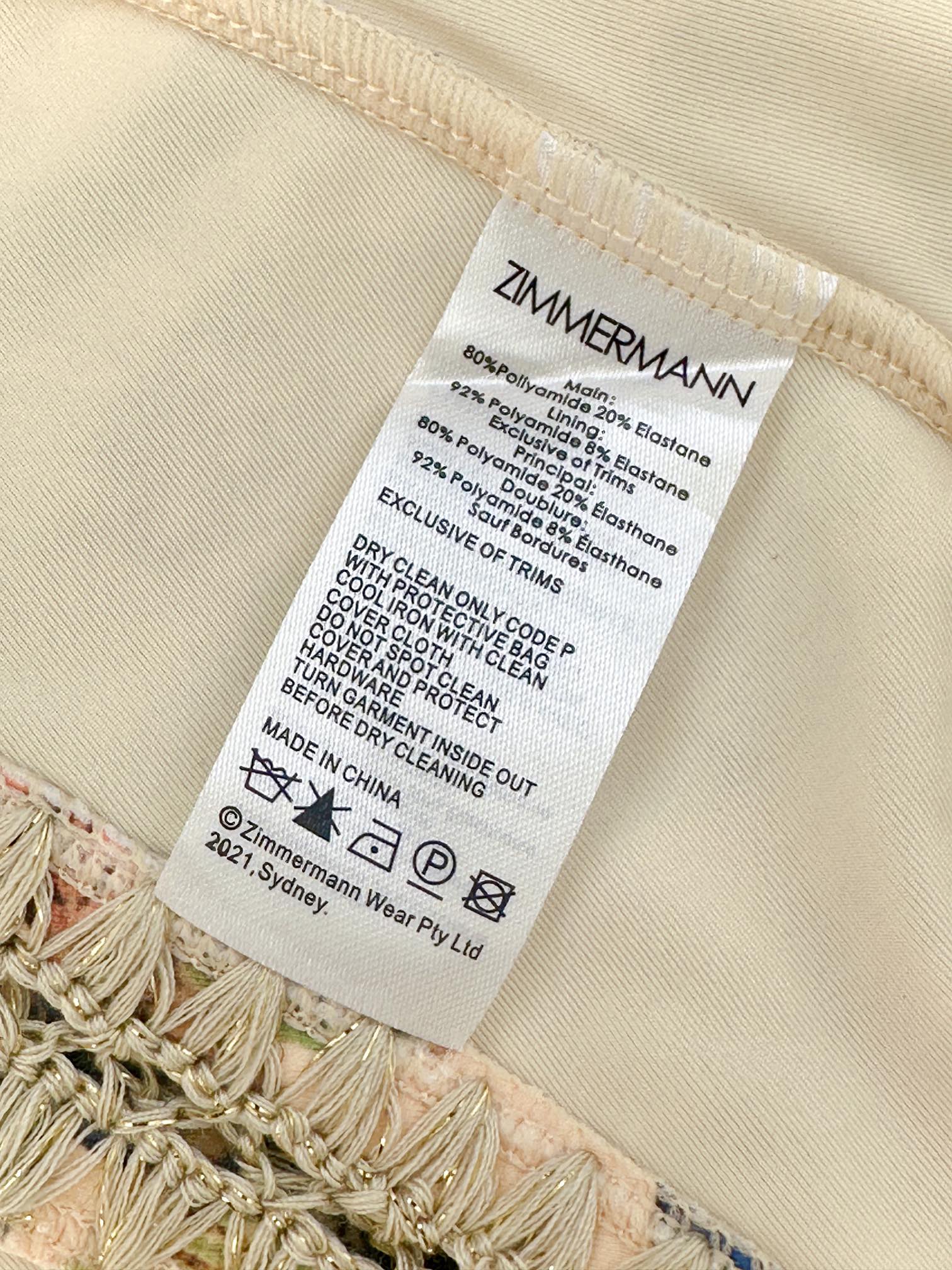 Zimmermann Summer Swim Ivory Blue Floral Cotton 342382