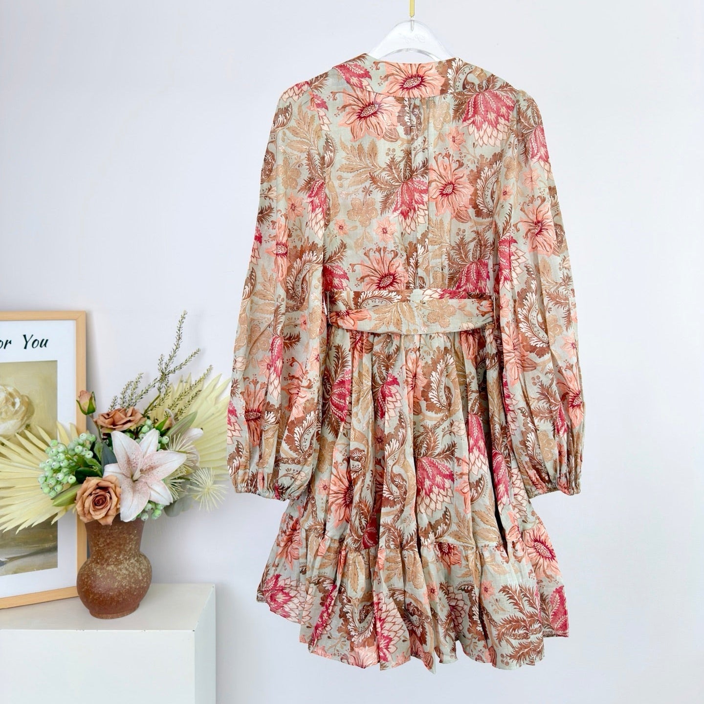 Zimmermann Daylight Mini Wrap Frill Dress Pink Cotton 342336