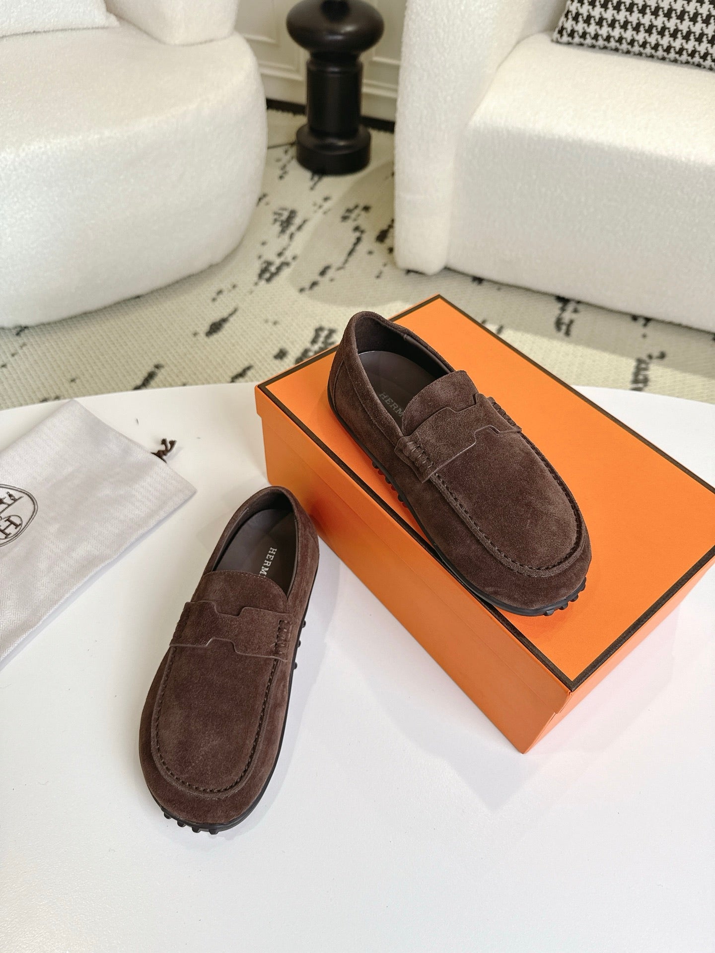HM Lazy Loafers Coffee Suede 523334