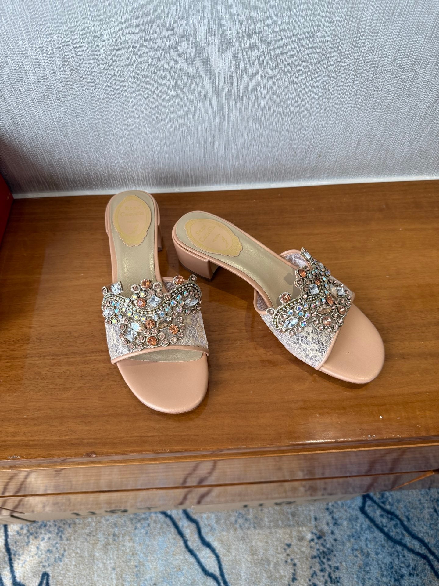 RC 25 Crystal Chandelier Sandals Orange Sheepskin 221960