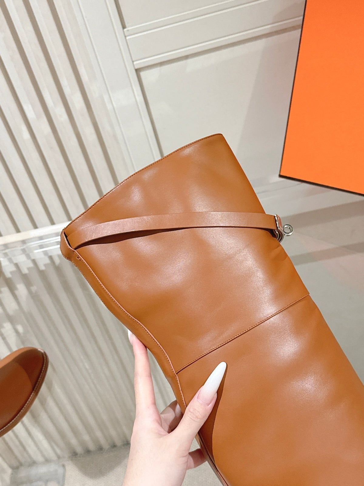 HM 26S Over the Knee Boots in Cognac Brown Calfskin