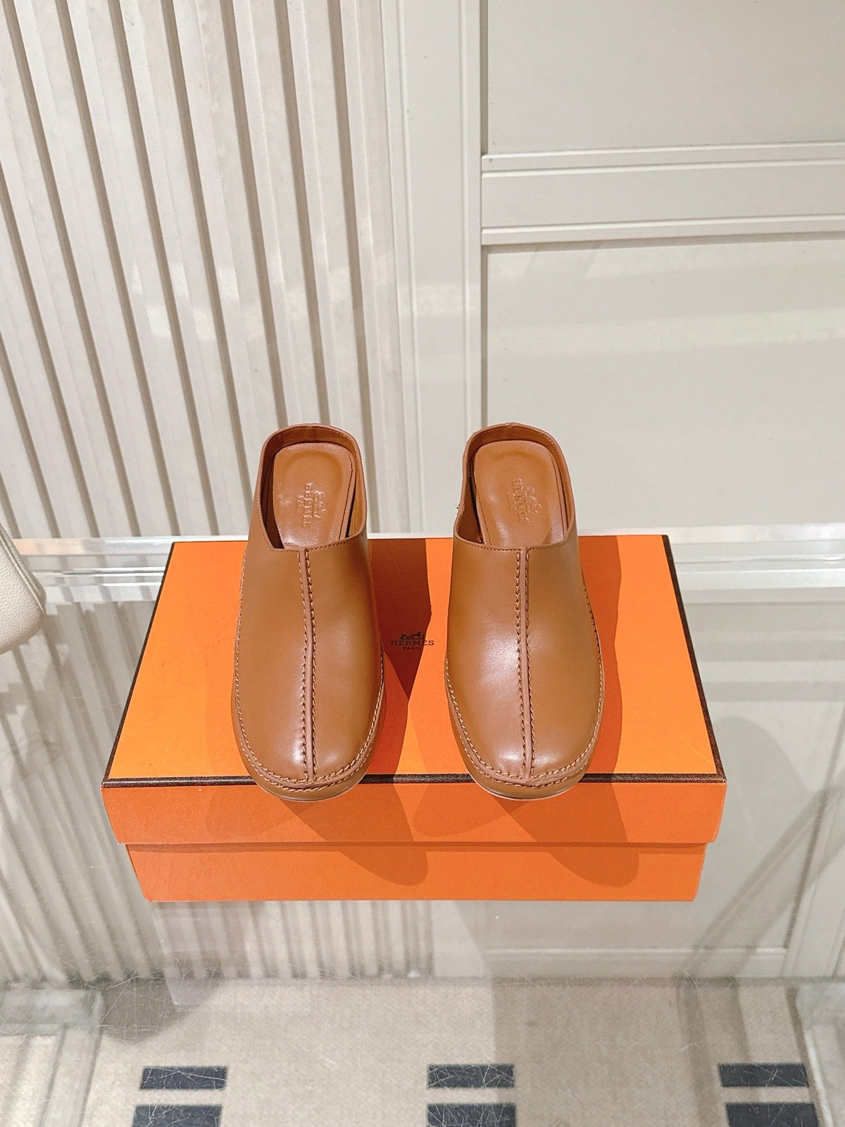 HM 26s Heel Mules 65 Mm In Light Brown Calfskin