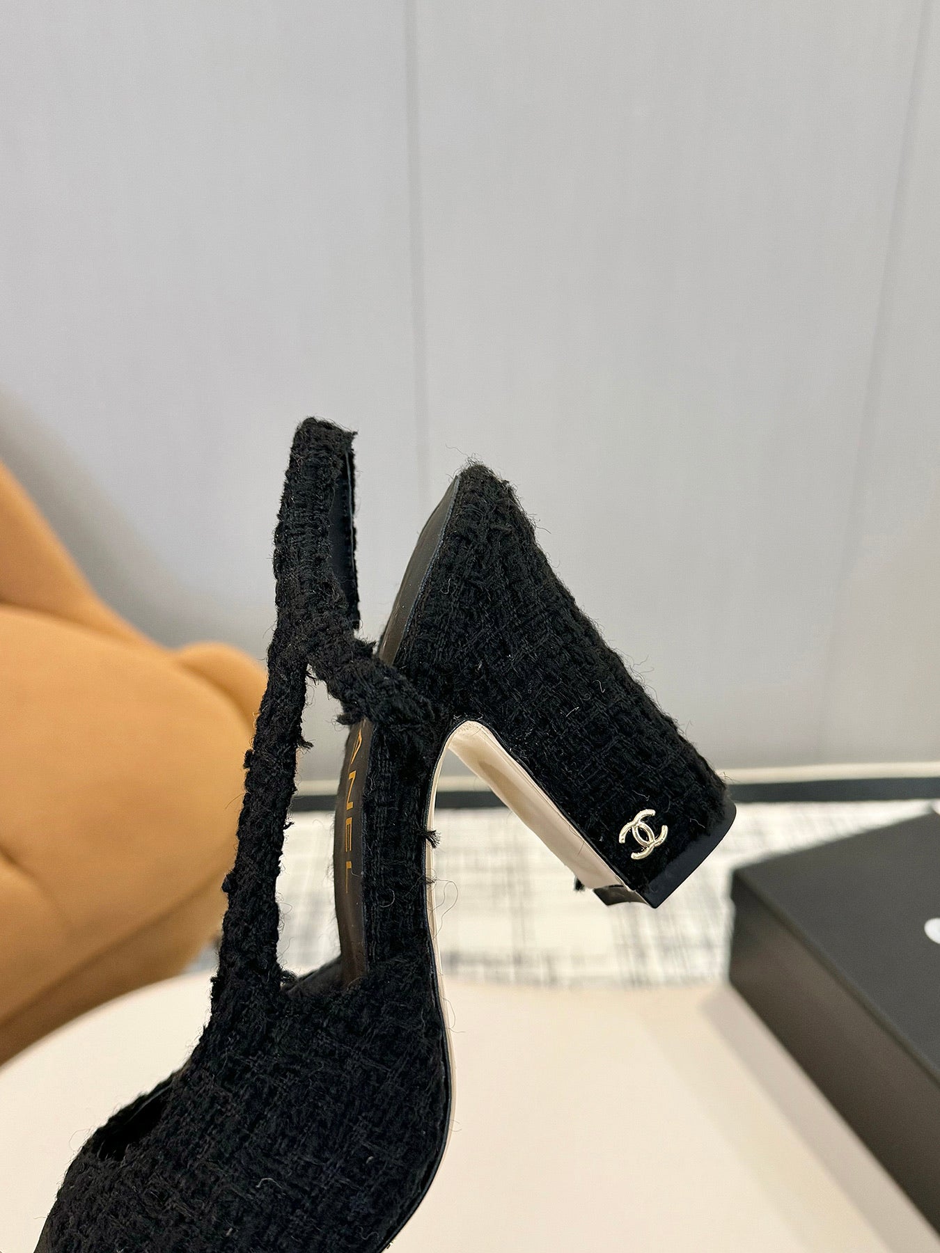cc 25c slingback 90 black tweed black grosgrain 233617