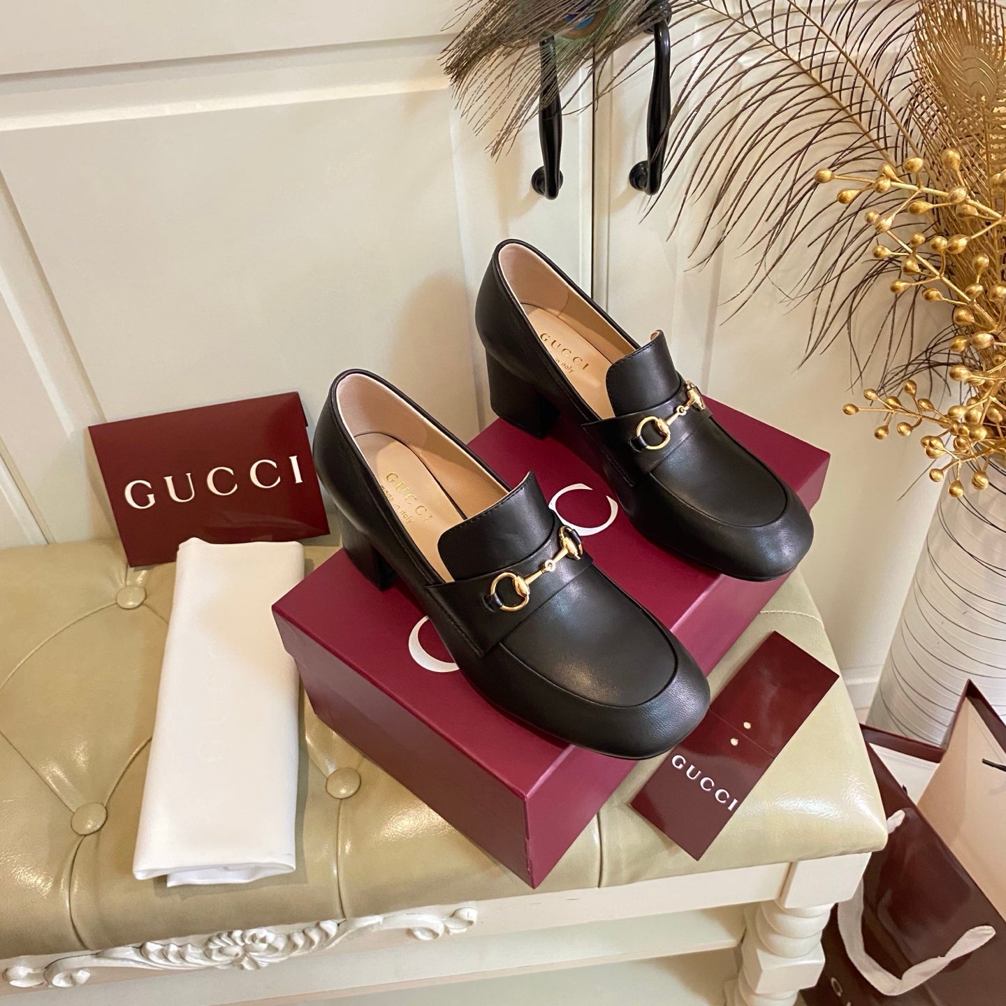 Gucci 26s Horsebit Loafers 55 Mm In Black Smooth Calfskin