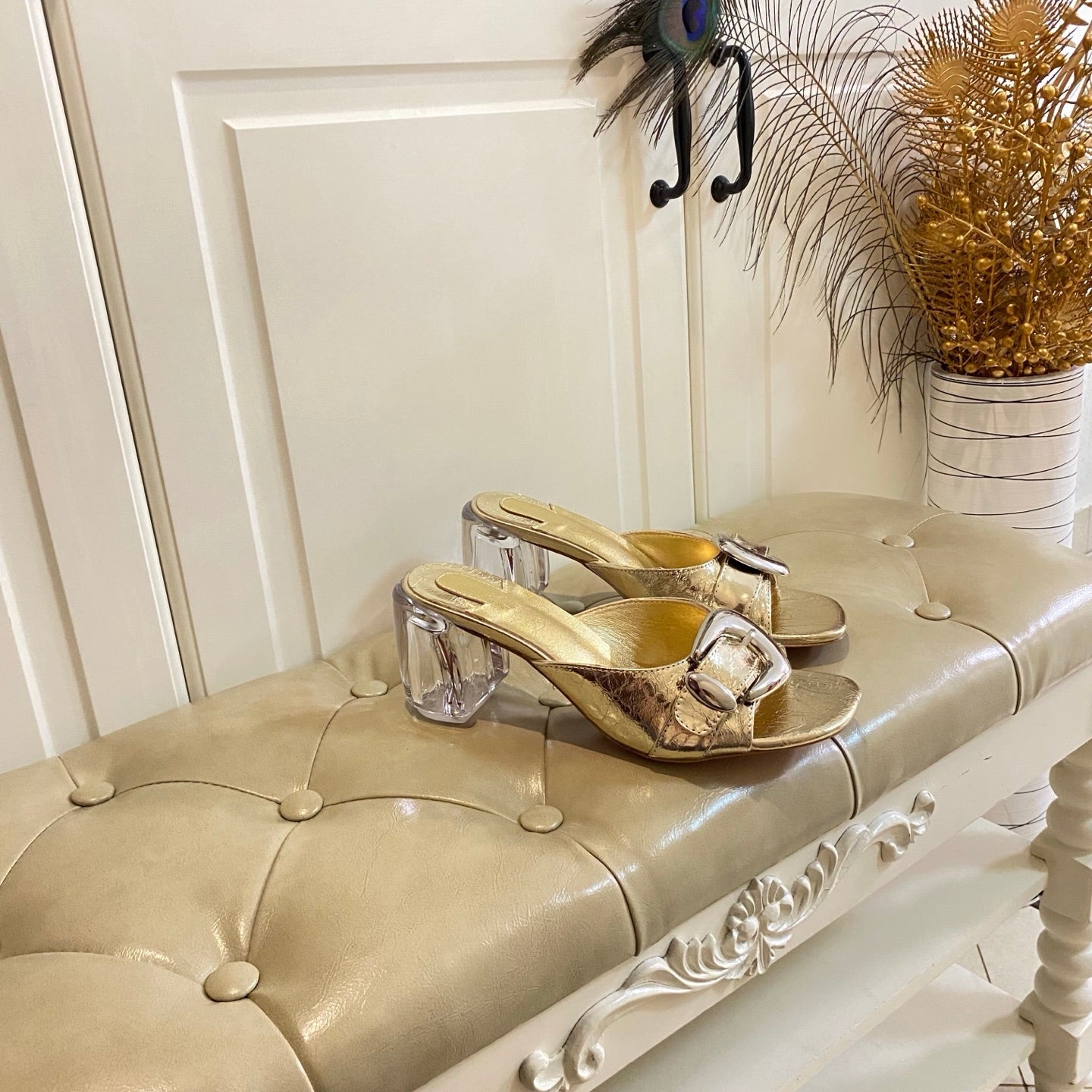 CL 26s Sandal 7cm Gold Leather 687815