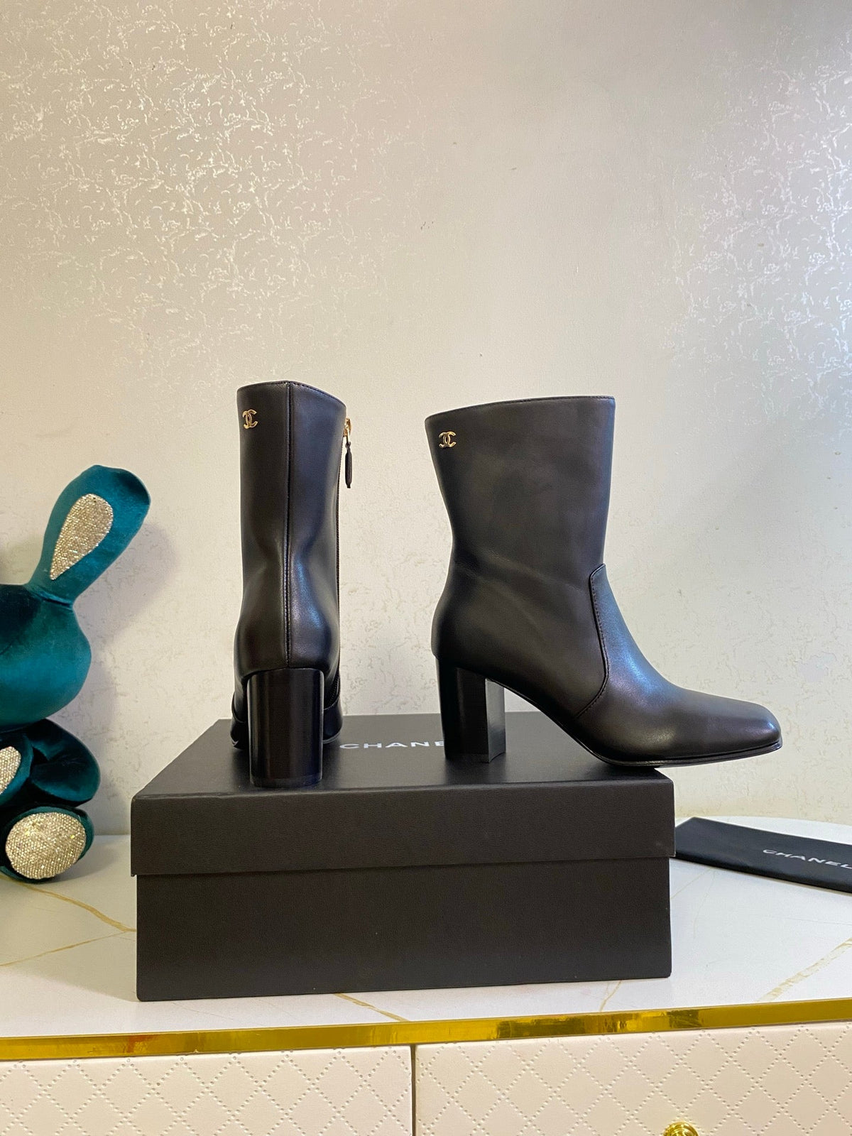 CC 26s High Boots 7.5cm Ankle Boots Black Calfskin 126165