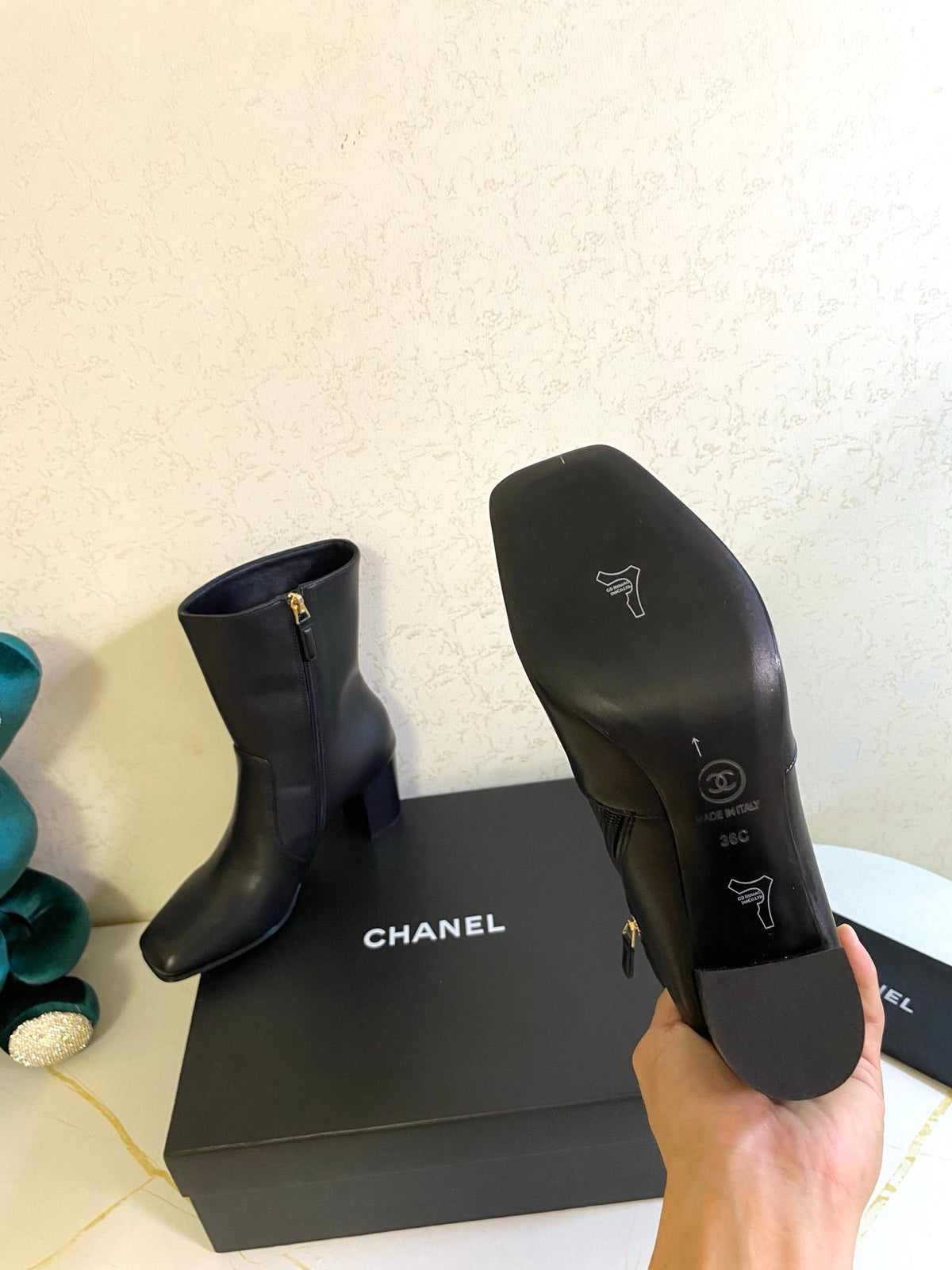 CC 26s High Boots 7.5cm Ankle Boots Black Calfskin 126165