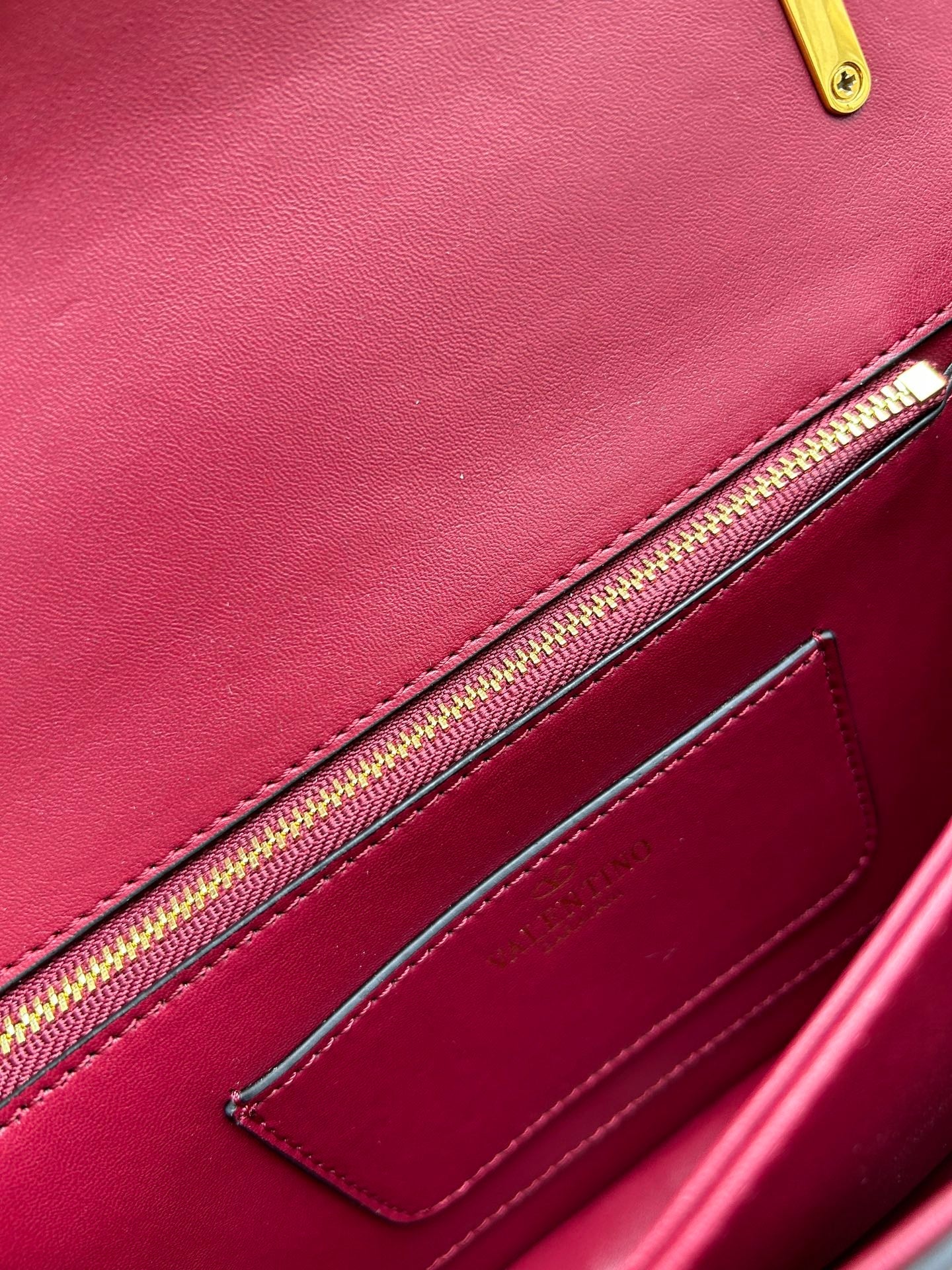 Valentino Vain Shoulder Bag Burgundy Embossed Leather Pattern