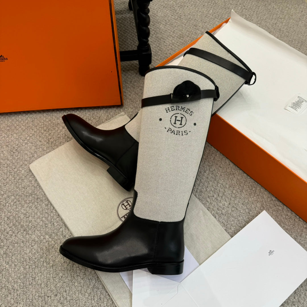 HM Jumping Boot In White Mix Black Calfskin And Mesh Fabric 973841
