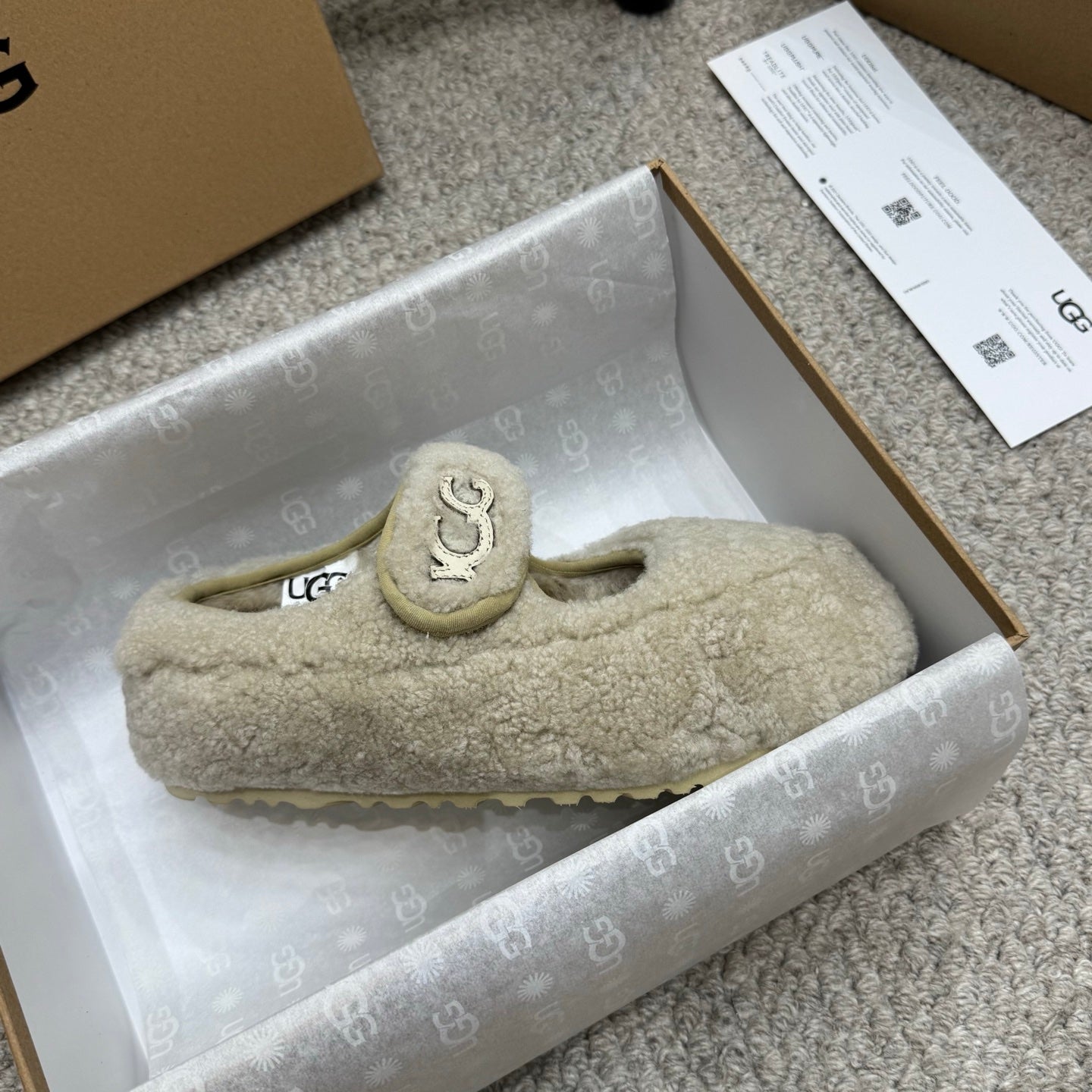 UGG Logo Mary Jane Flat Light Grey Wool 523102