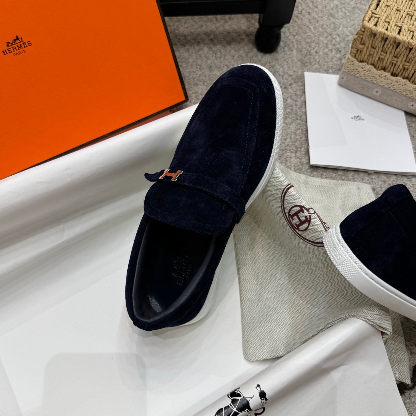 HM Job Loafers Navy Blue Suede 523222