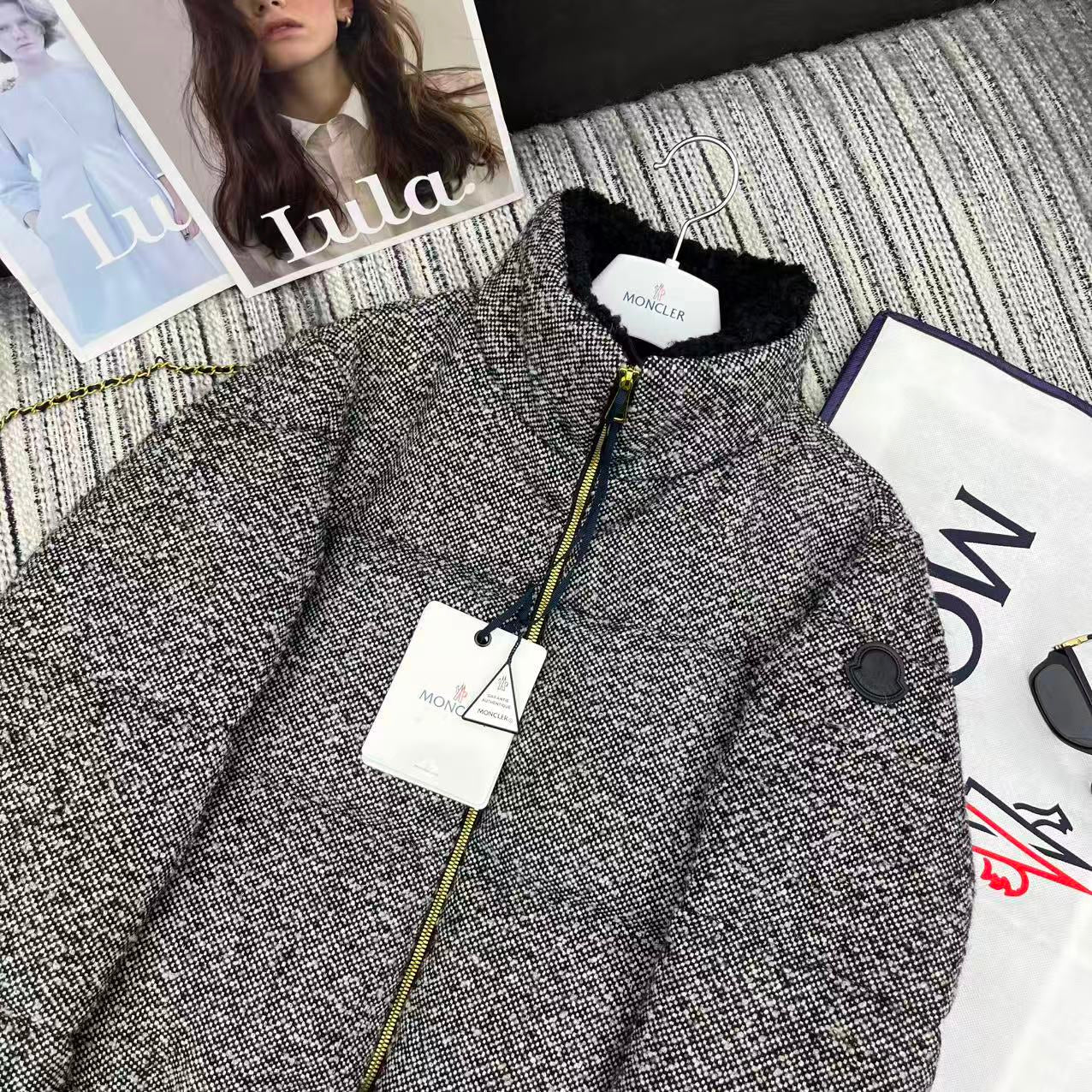 MC Brezesse Bouclé Short Jacket Grey Wool Down