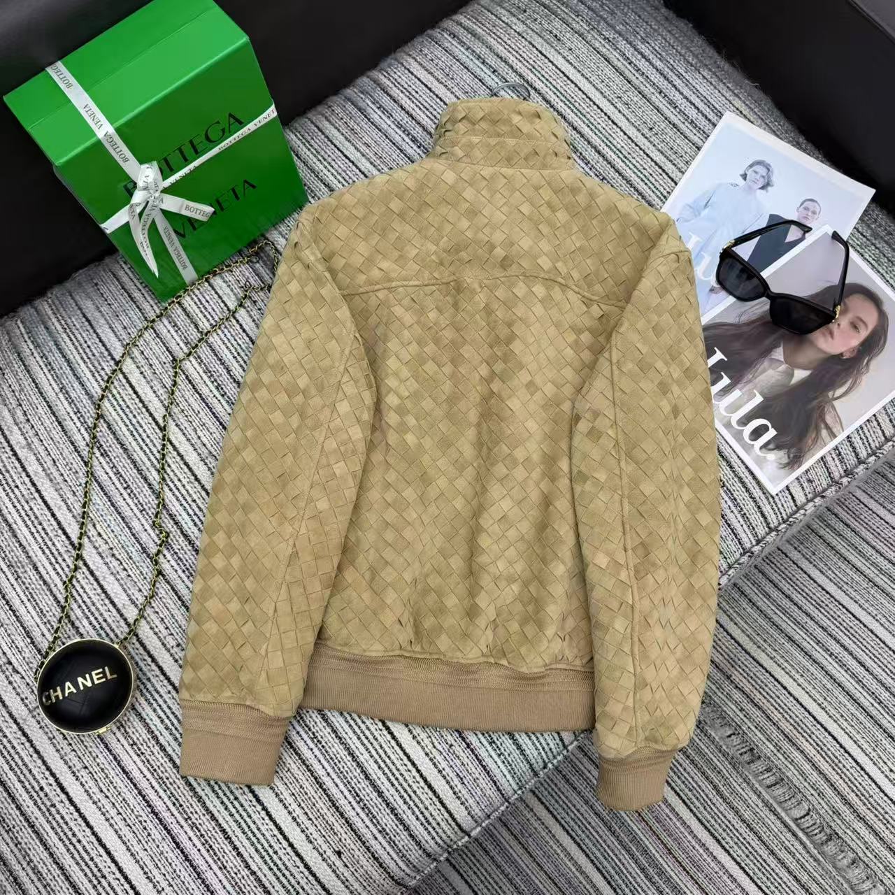 BV Jacket Intrecciato Brown Suede Blouson 342680