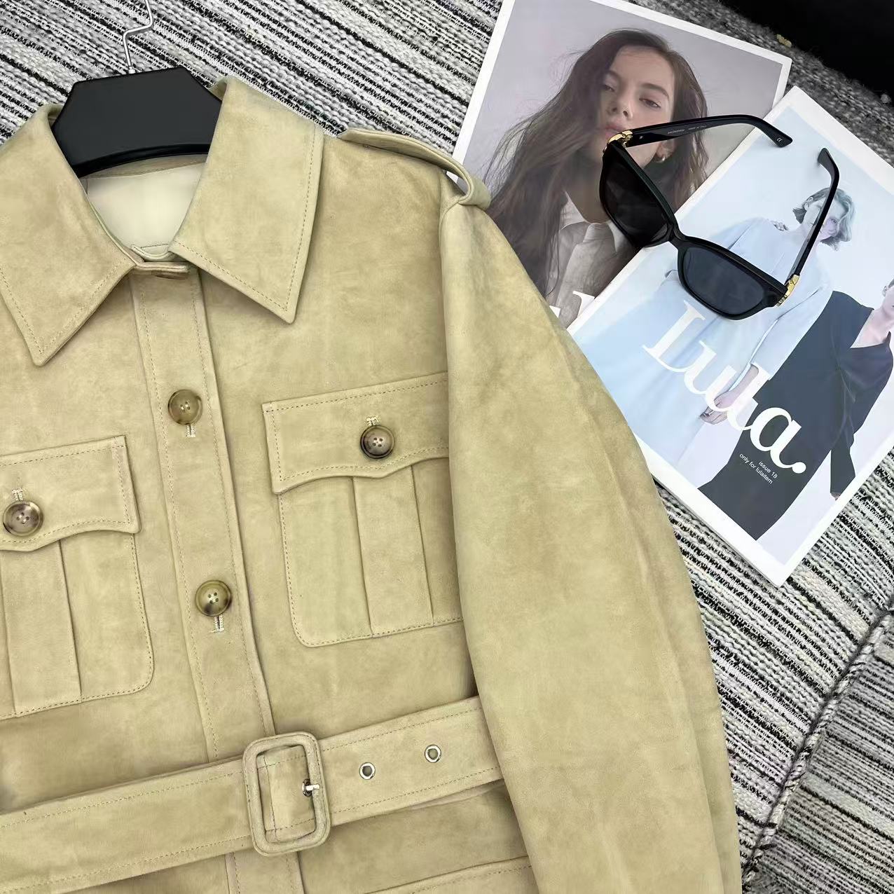 Ralph Lauren Coat Beige Suede Lambskin 342676