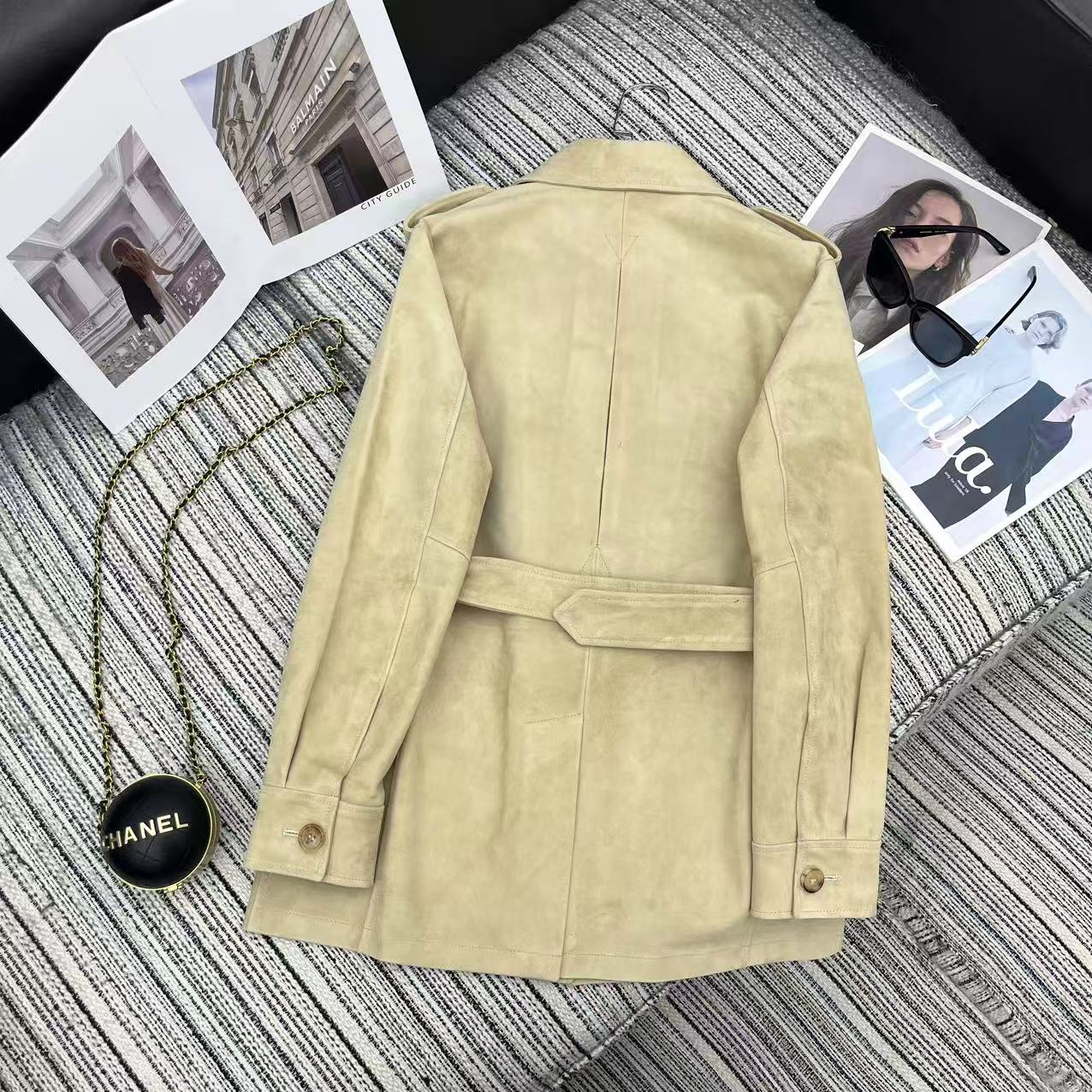 Ralph Lauren Coat Beige Suede Lambskin 342676
