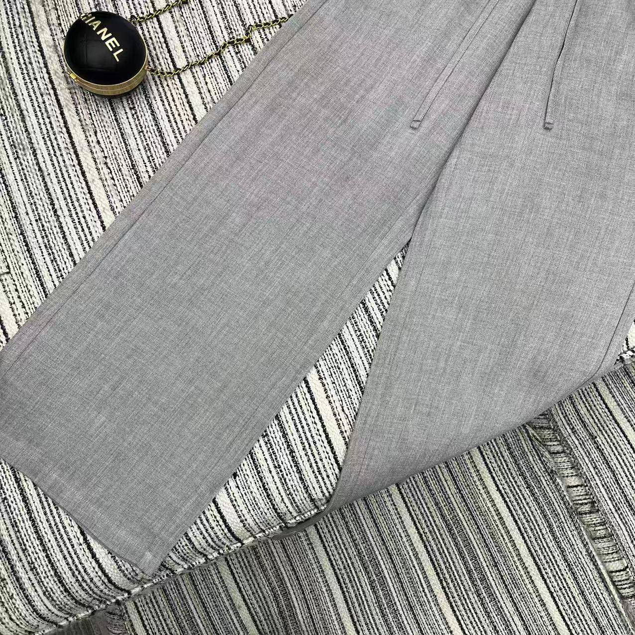 MM6 Waist Wide-Leg Suit Trousers Grey Linen 387968