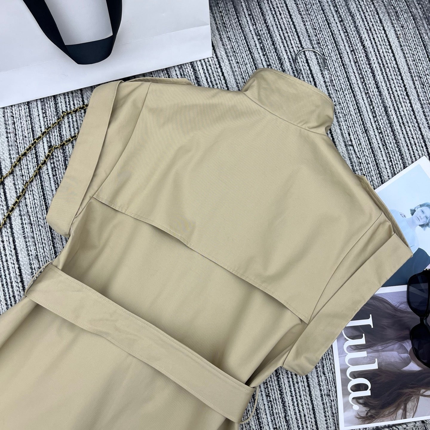 Loewe Sleeveless Stand-Collar Trench Coat Khahi Cotton