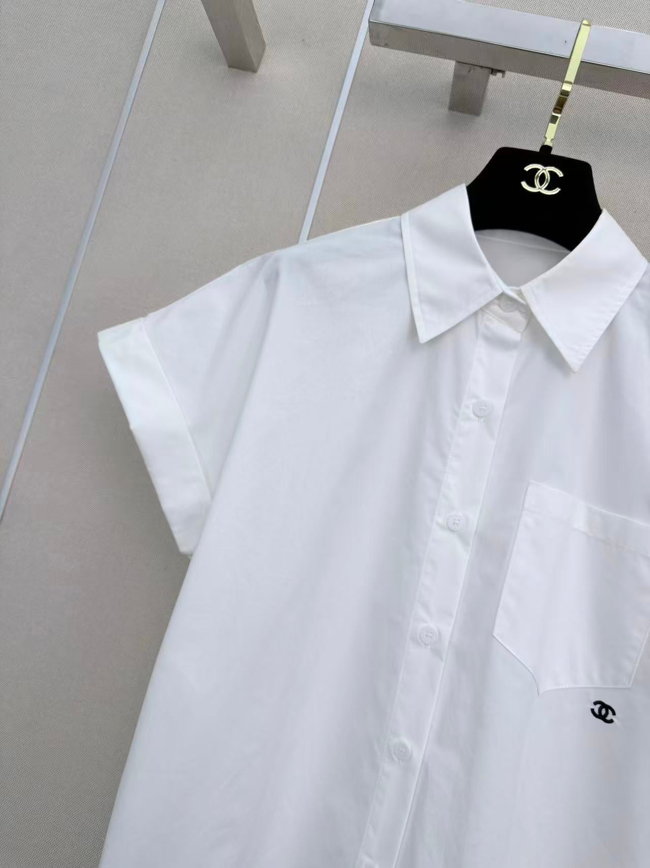 CC Collared Short-Sleeved Shirt White Cotton 379640