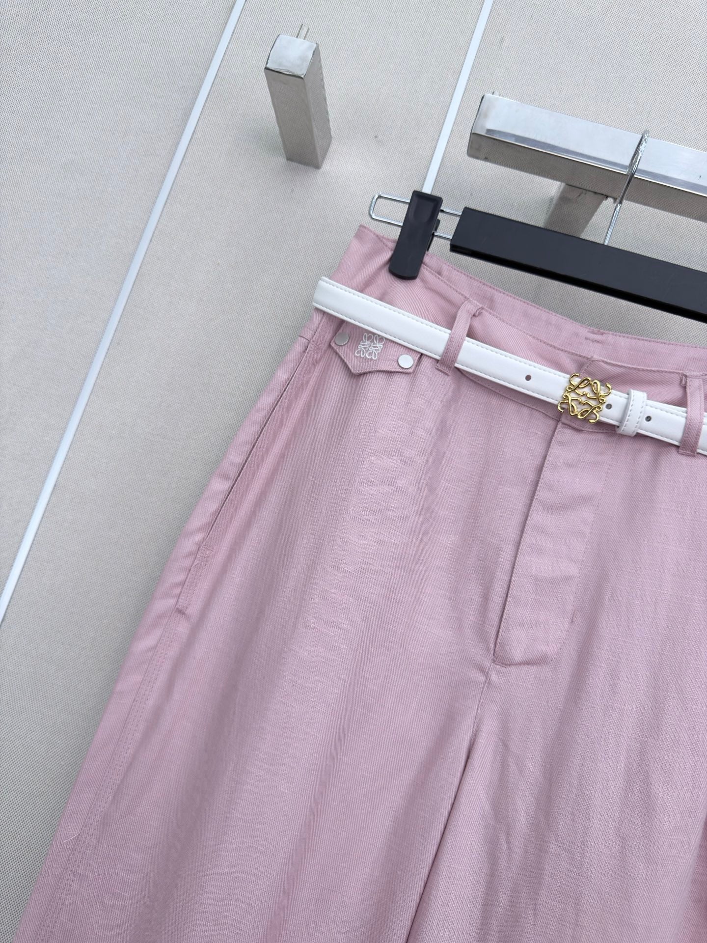 Loewe Wide-Leg Trousers Light Pink Cotton 379630