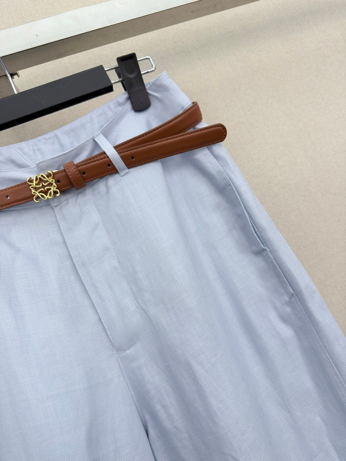 Loewe Wide-Leg Trousers Light Blue Cotton 379631