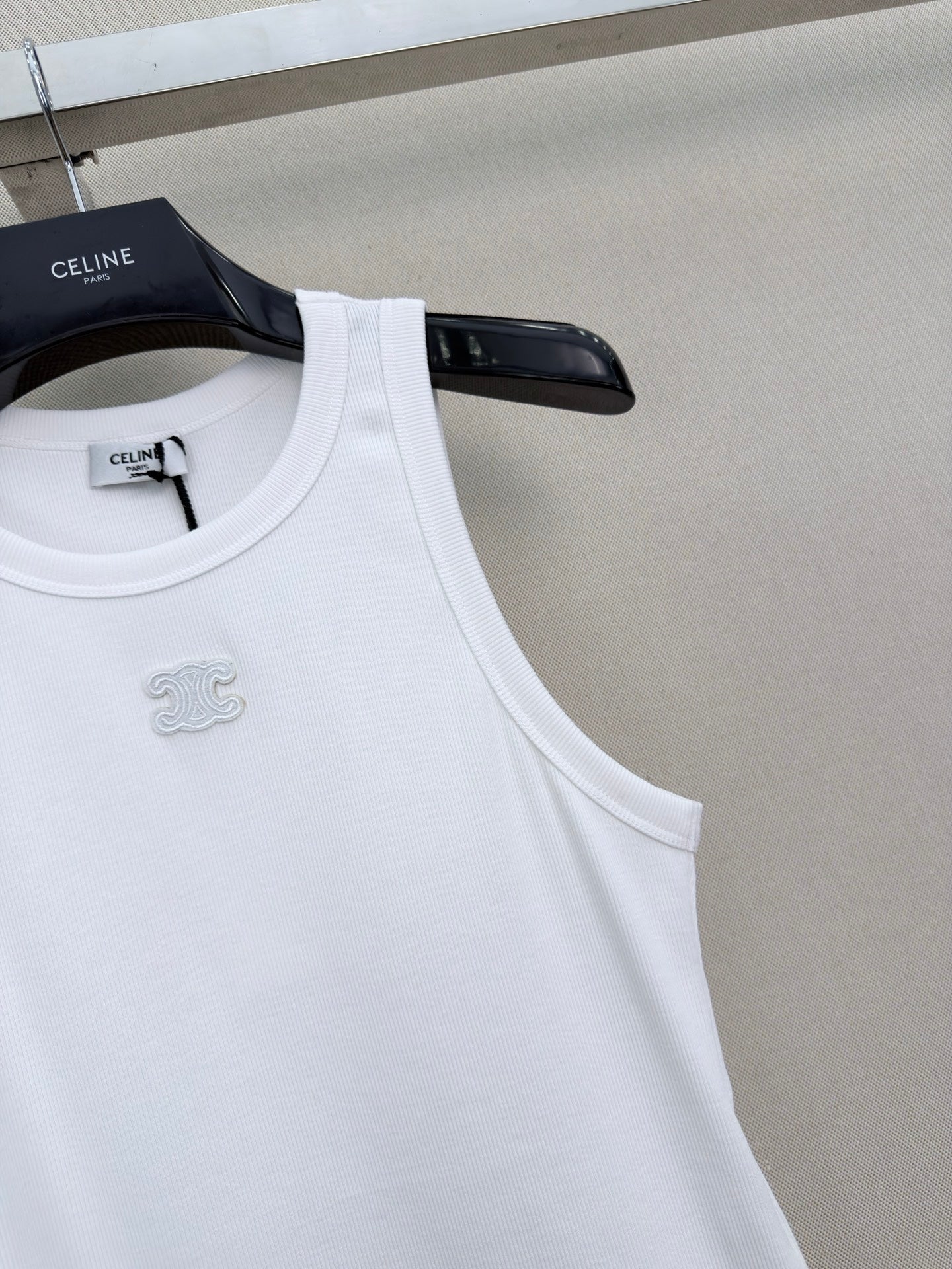 Celine Triomphe Vest Top White Cotton 379647