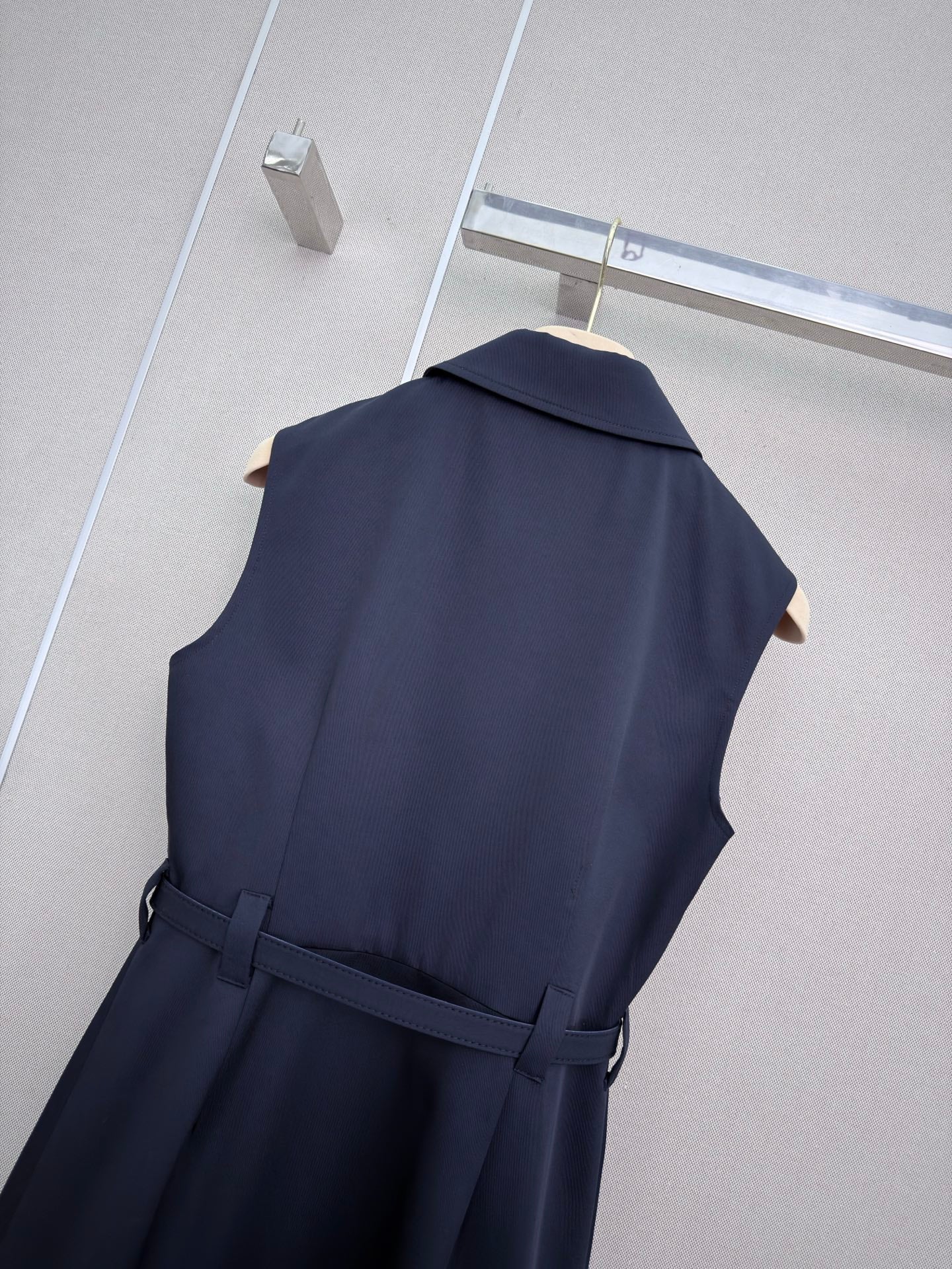 Miu 26s Poplin Mini-Dress Navy Cotton 394270