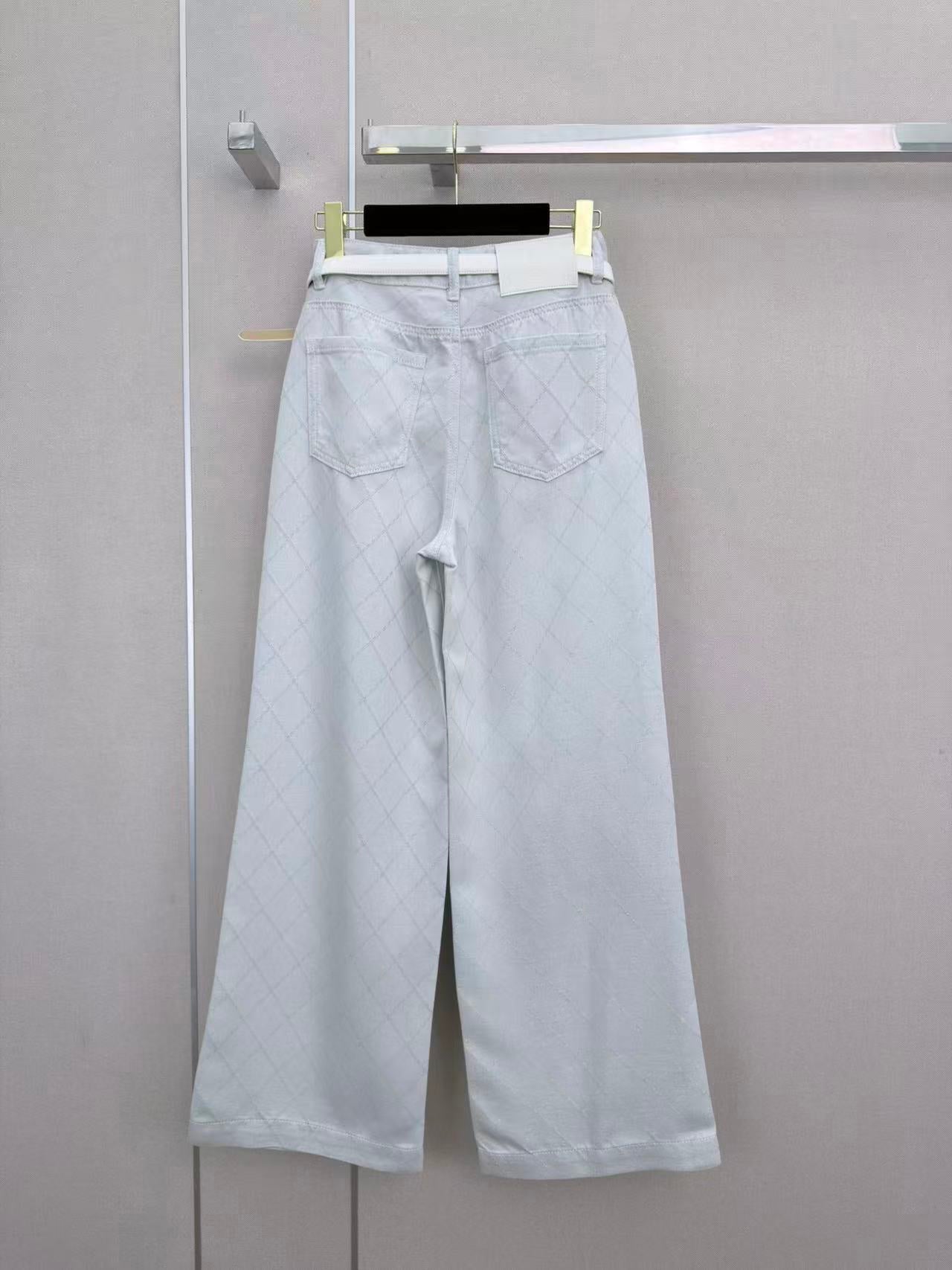 CC 26s Quilted Straight-Leg Jeans Stale Blue Denim 399260