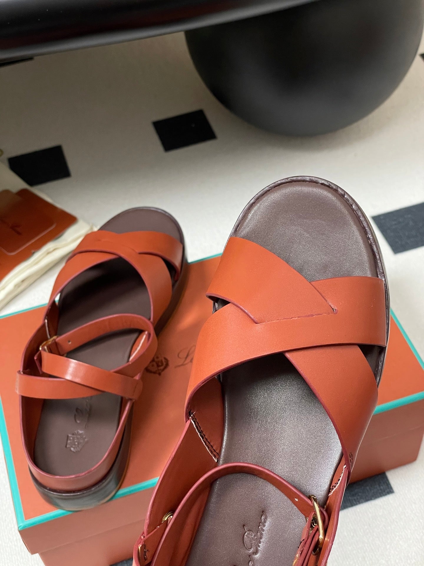 LP Sandal Orange Brown Cowhide 312169