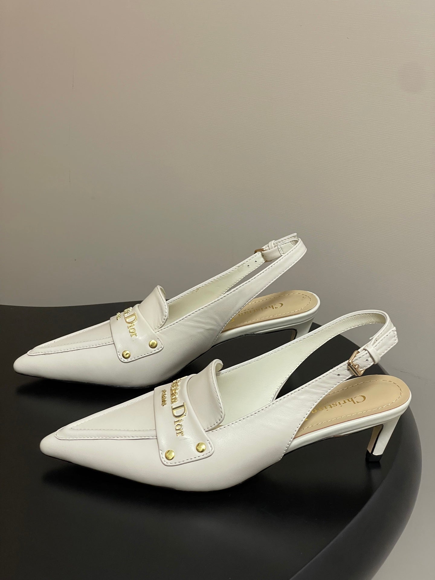 CD Boy Slingback Pump 50mm White Sheepskin 525833