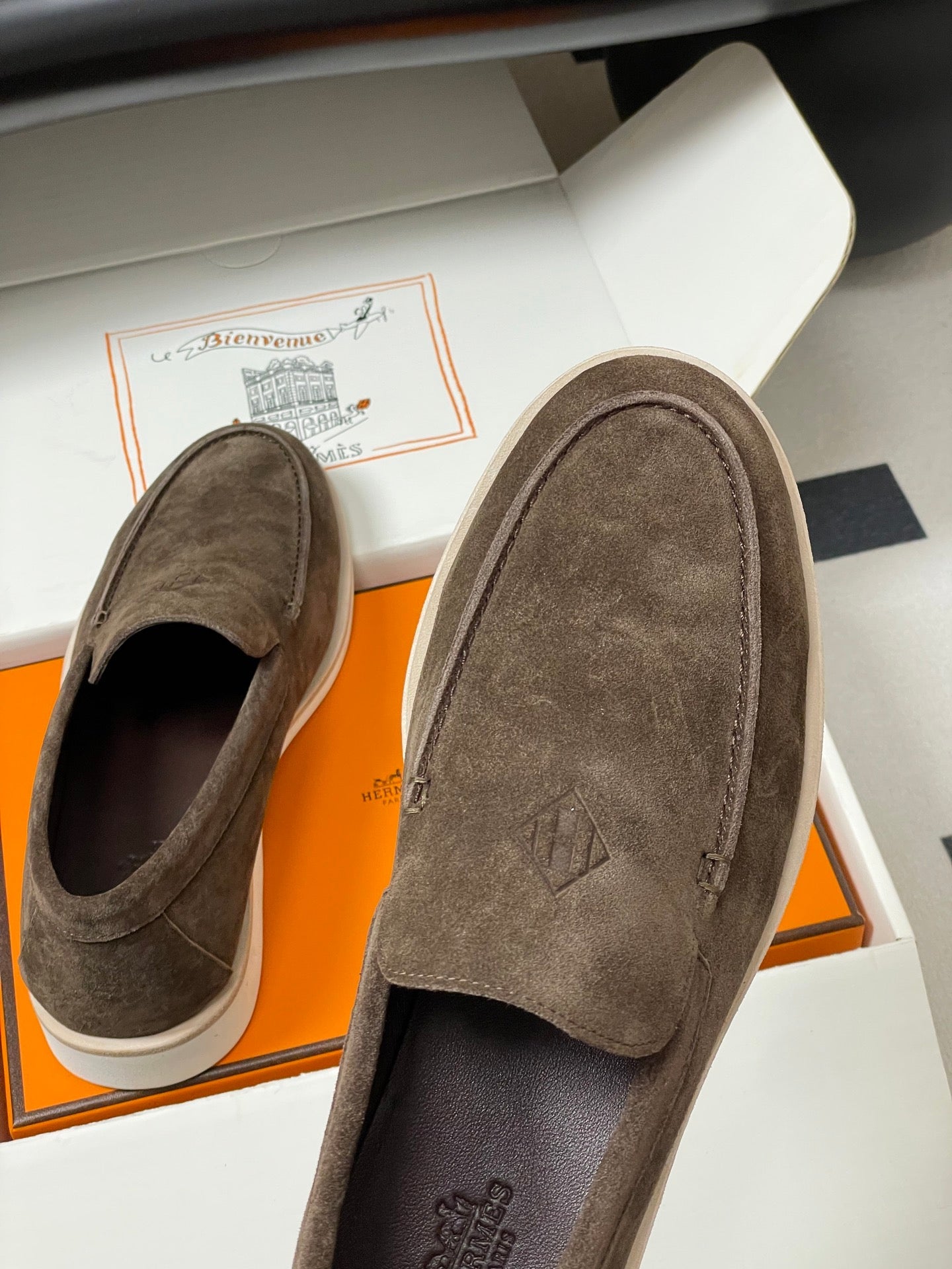 HM Low Loafers Dark Brown Suede 593662