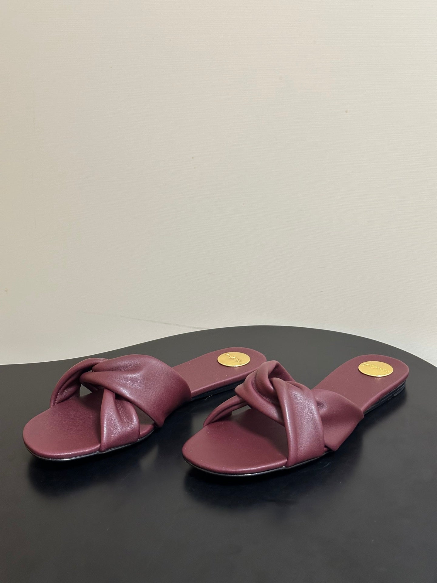YSL Franciane Mules Burgundy Cowhide 835166