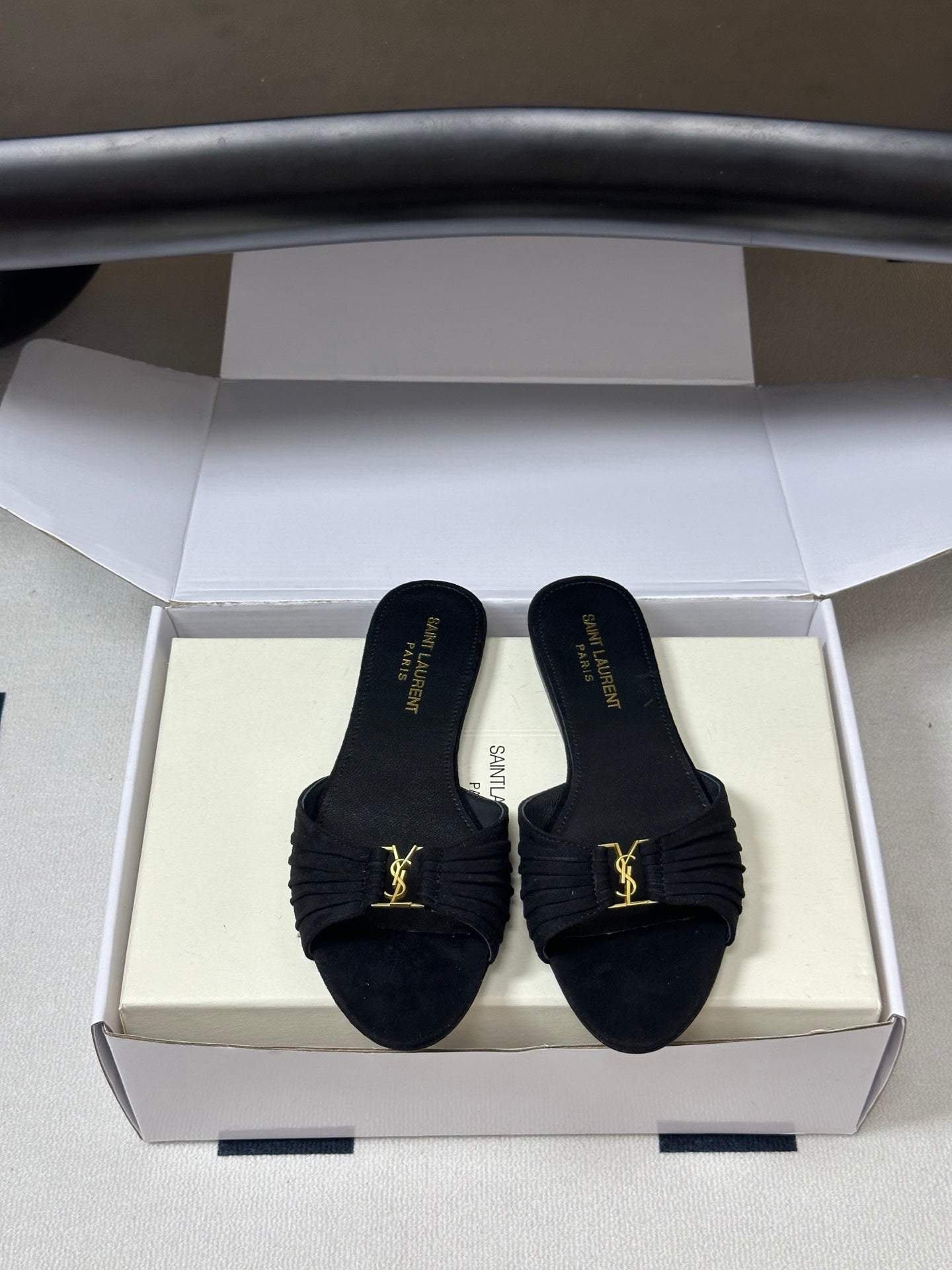 YSL Babylone Slides Black Suede 835185