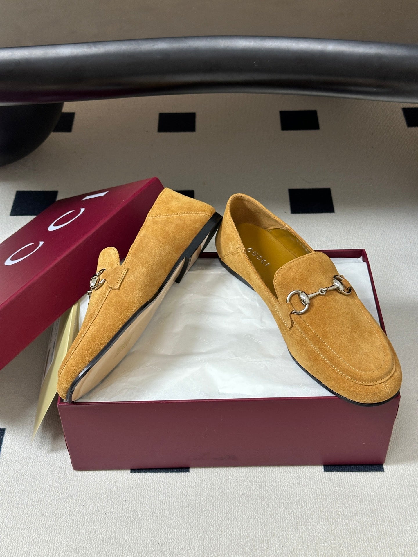 GG 26s Horsebit Loafers Flat Light Brown Suede 952562