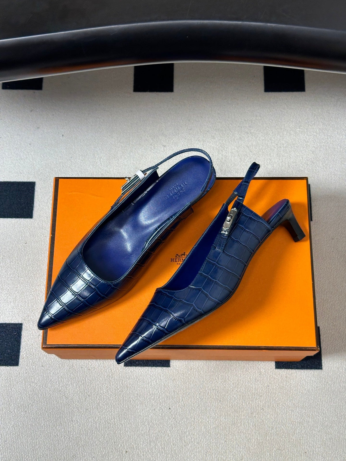 HM 26s Lover Slingbacks 4cm Blue Croc 150536